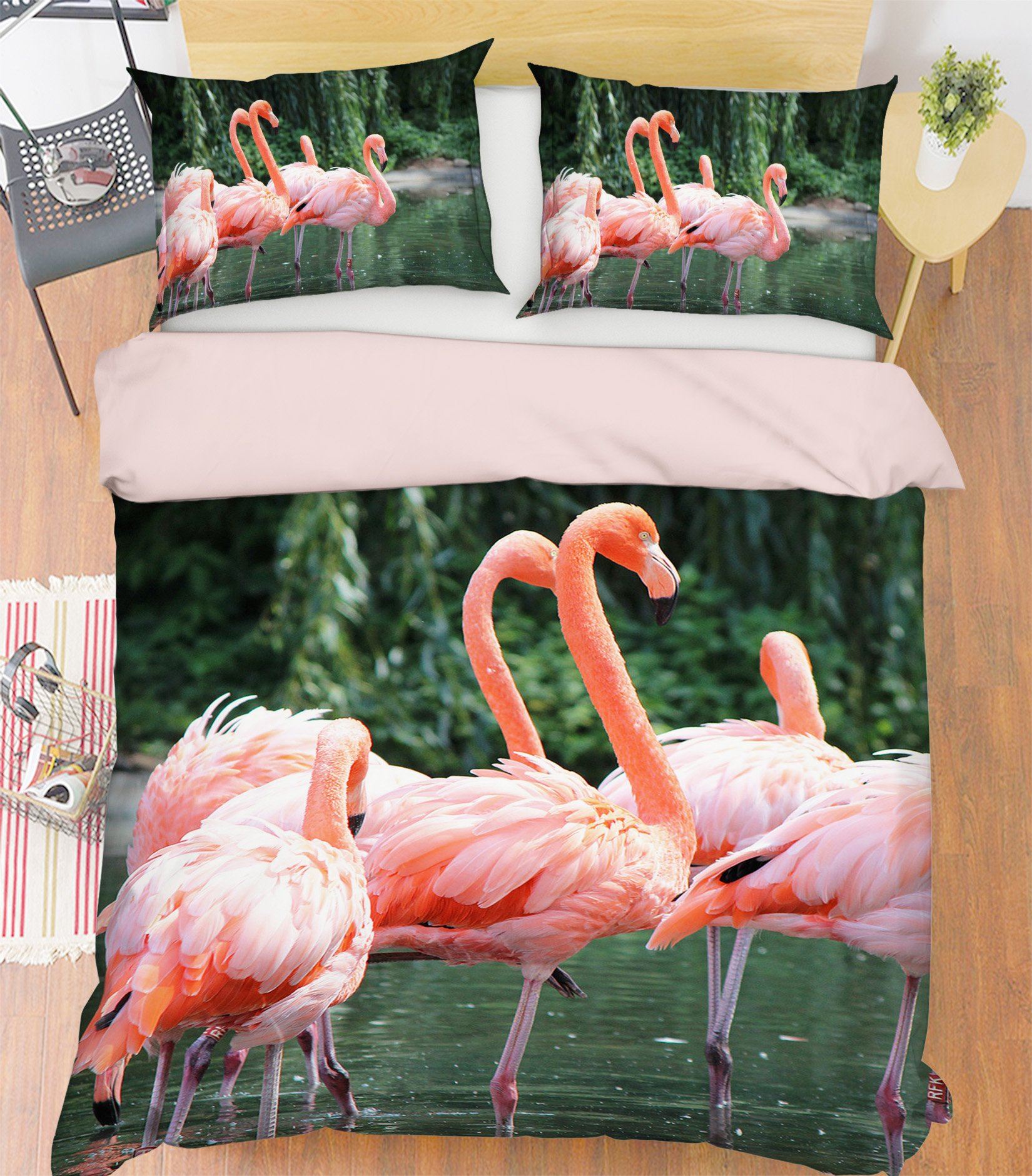 3D Flamingo 1933 Bed Pillowcases Quilt Quiet Covers AJ Creativity Home 