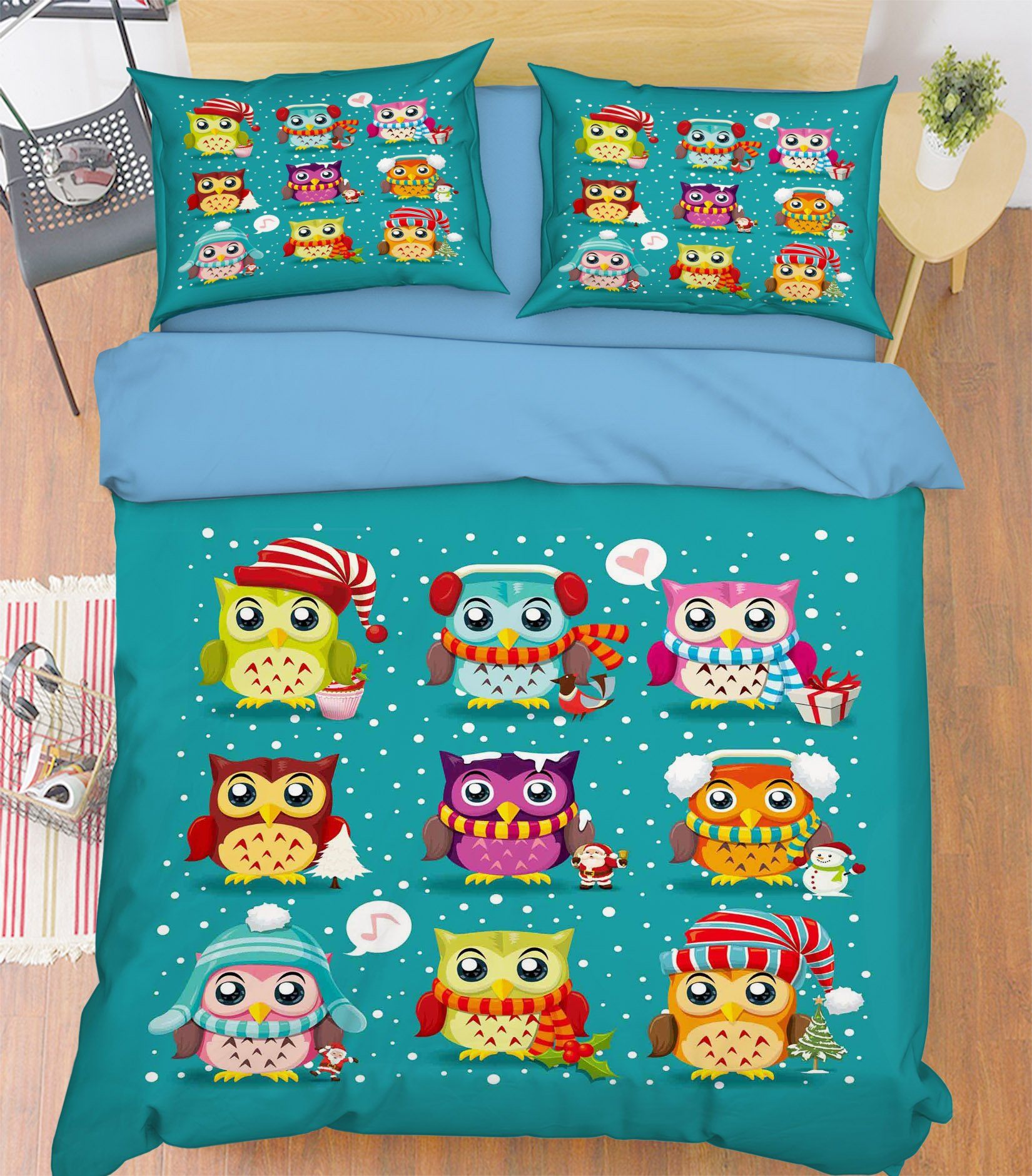 3D Colorful Owl 034 Bed Pillowcases Quilt Wallpaper AJ Wallpaper 