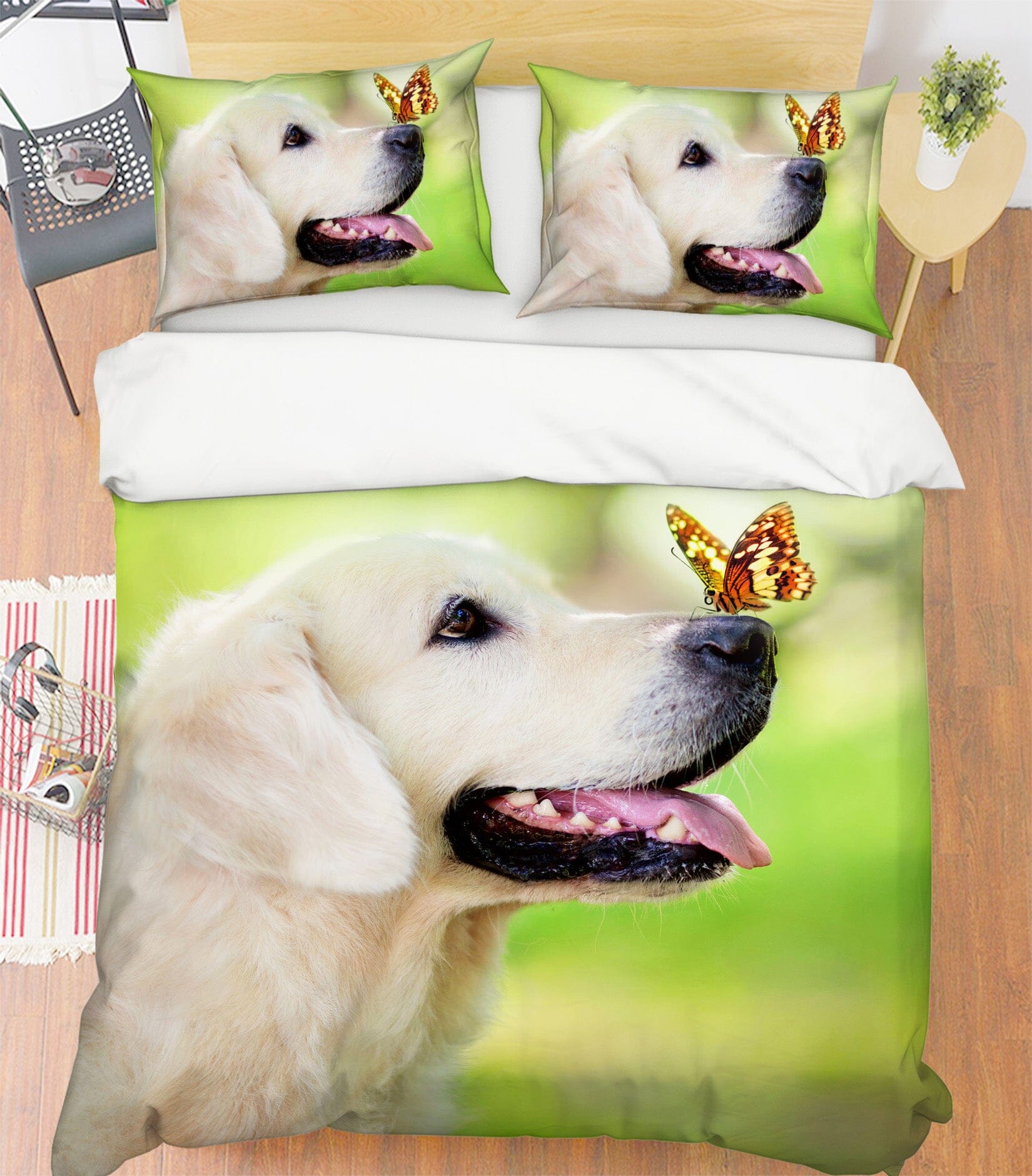 3D Butterfly Dog 1913 Bed Pillowcases Quilt Quiet Covers AJ Creativity Home 