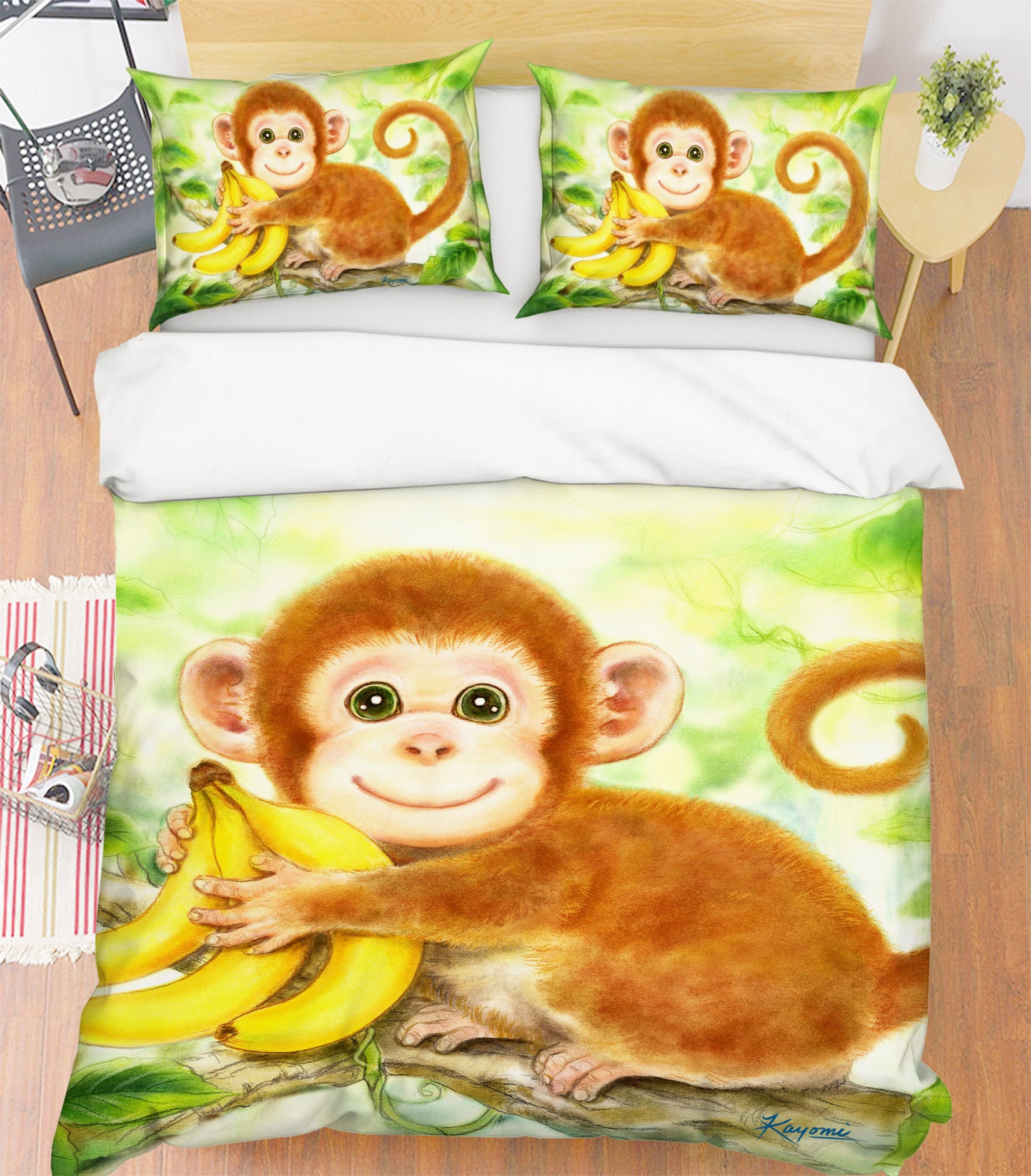 3D Cute Monkey Banana 5805 Kayomi Harai Bedding Bed Pillowcases Quilt Cover Duvet Cover