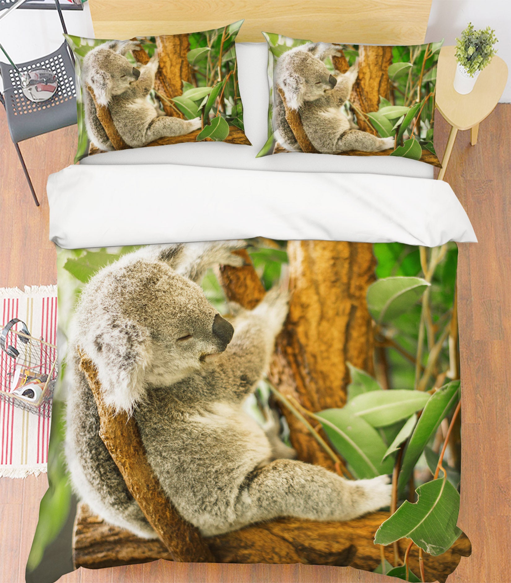 3D Koala Eucalyptus 077 Bed Pillowcases Quilt