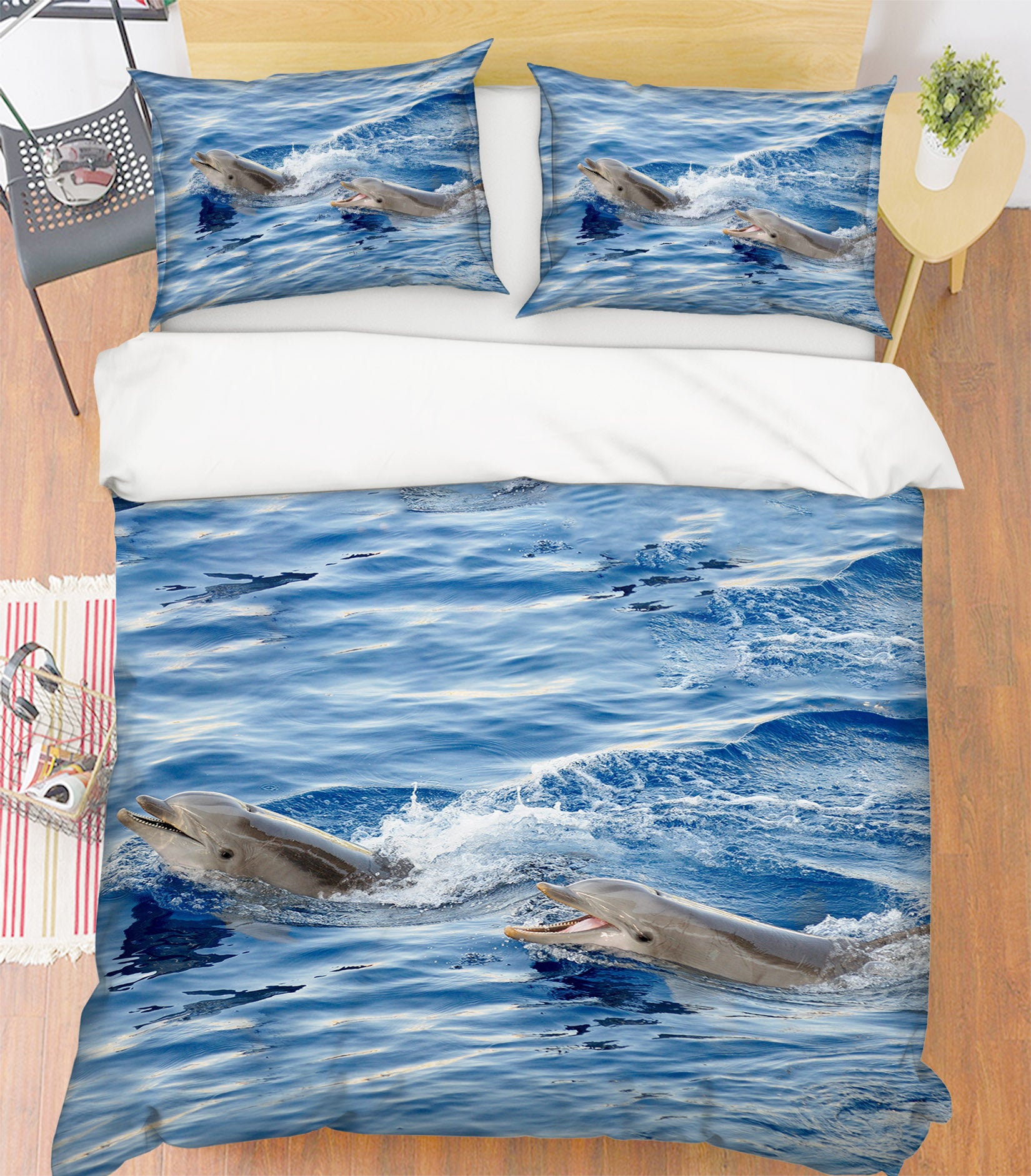 3D Sea Surface Dolphin 19218 Bed Pillowcases Quilt