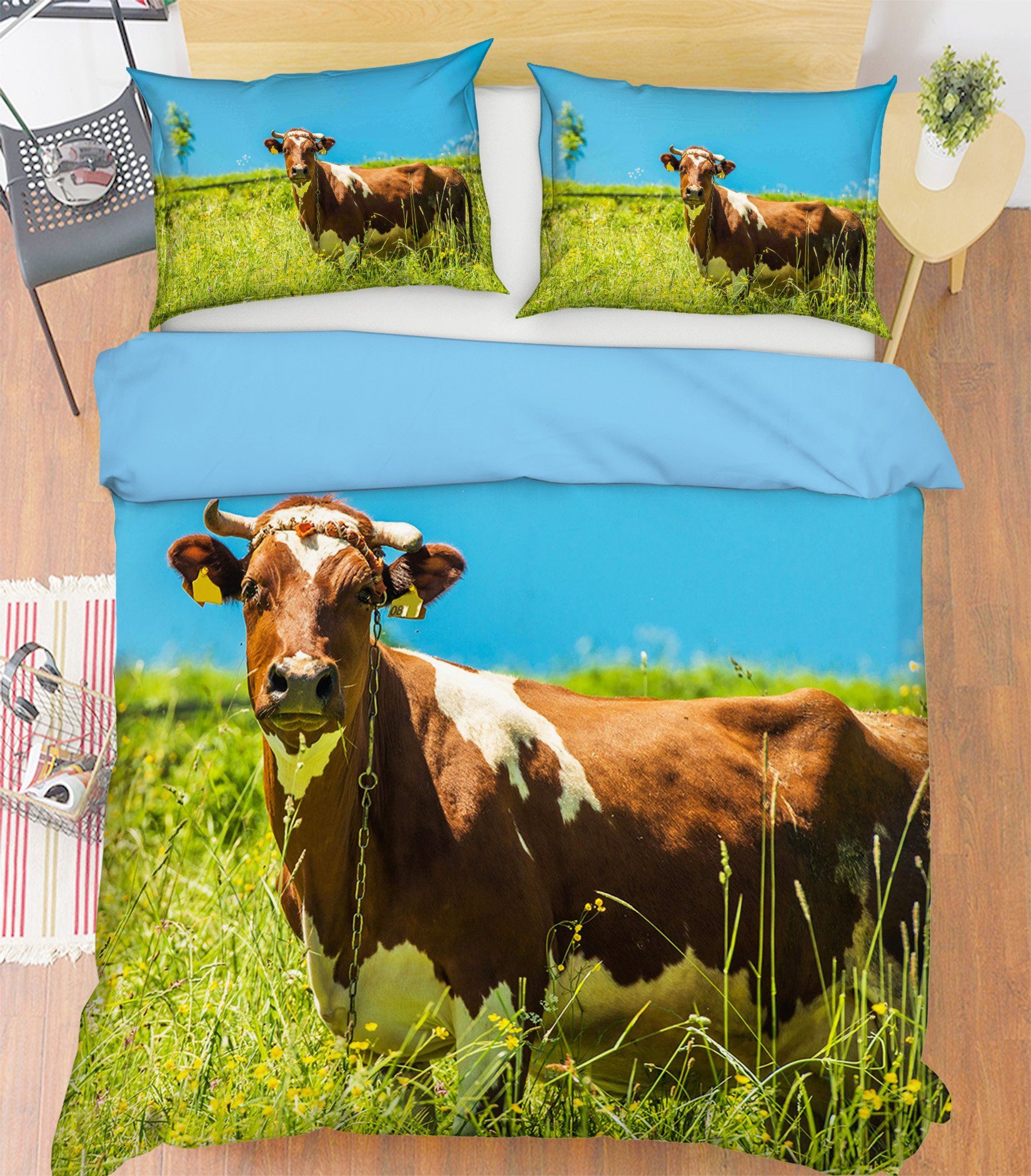 3D Brown Cow 1898 Bed Pillowcases Quilt Quiet Covers AJ Creativity Home 