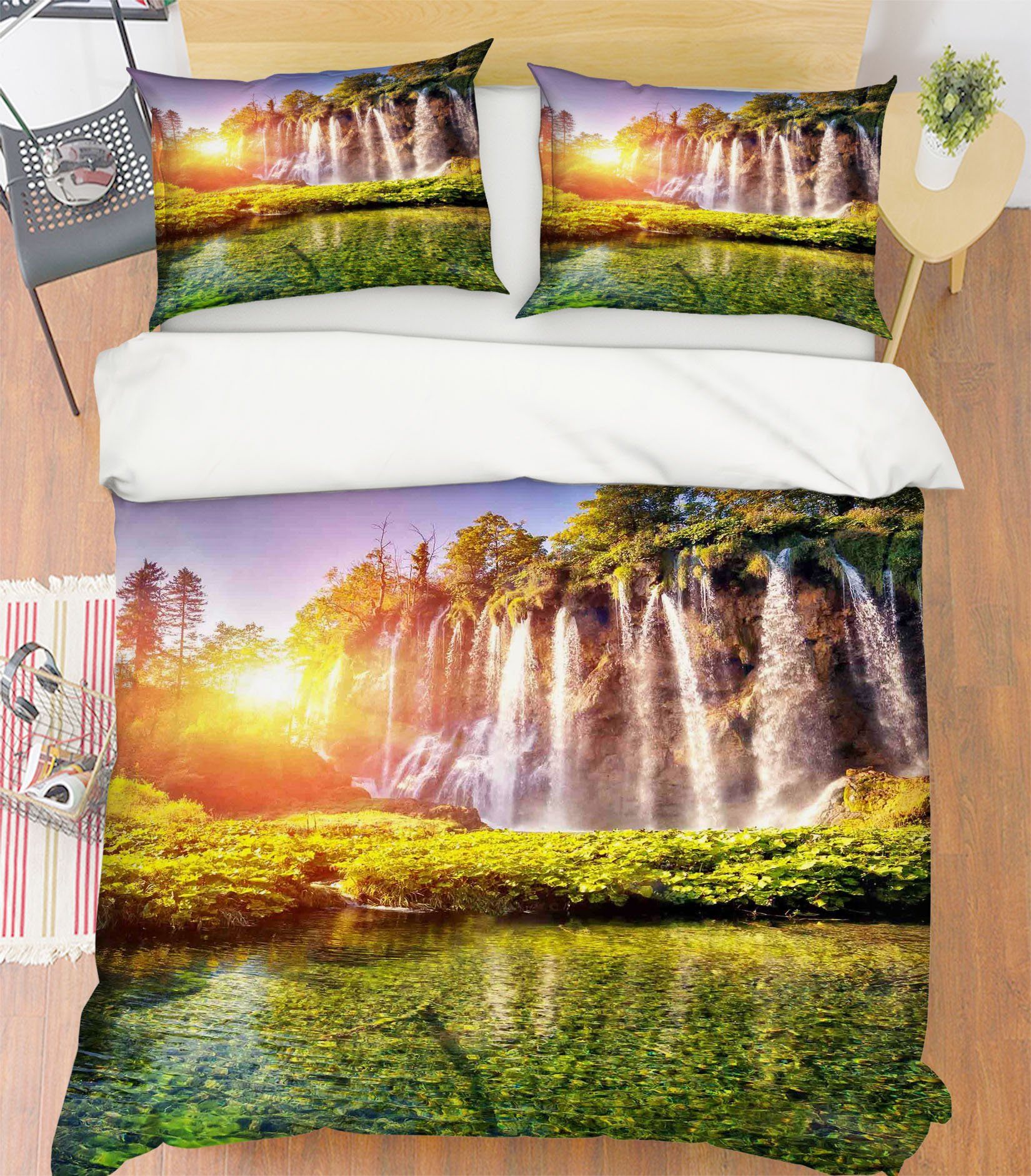 3D Sunset Lake 018 Bed Pillowcases Quilt Wallpaper AJ Wallpaper 