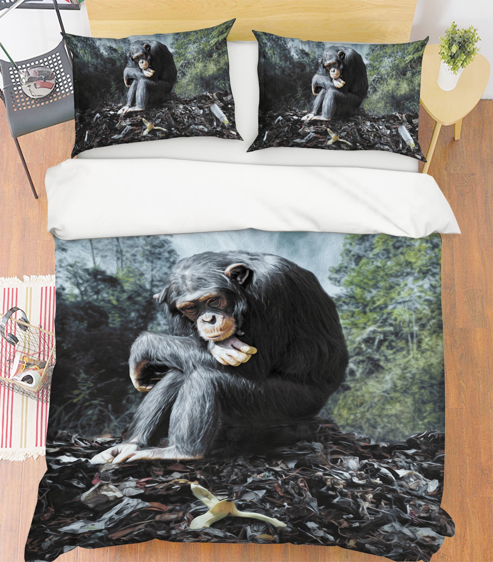 3D Orangutan Forest 022 Bed Pillowcases Quilt