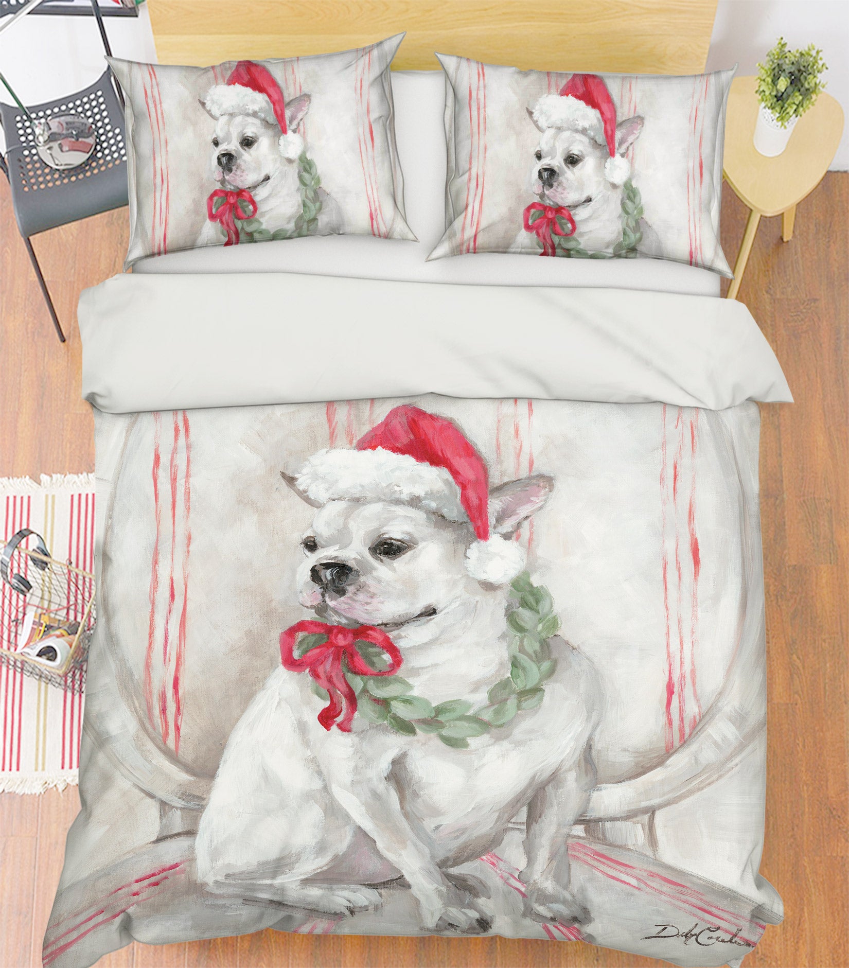 3D Dog Santa Hat 2092 Debi Coules Bedding Bed Pillowcases Quilt