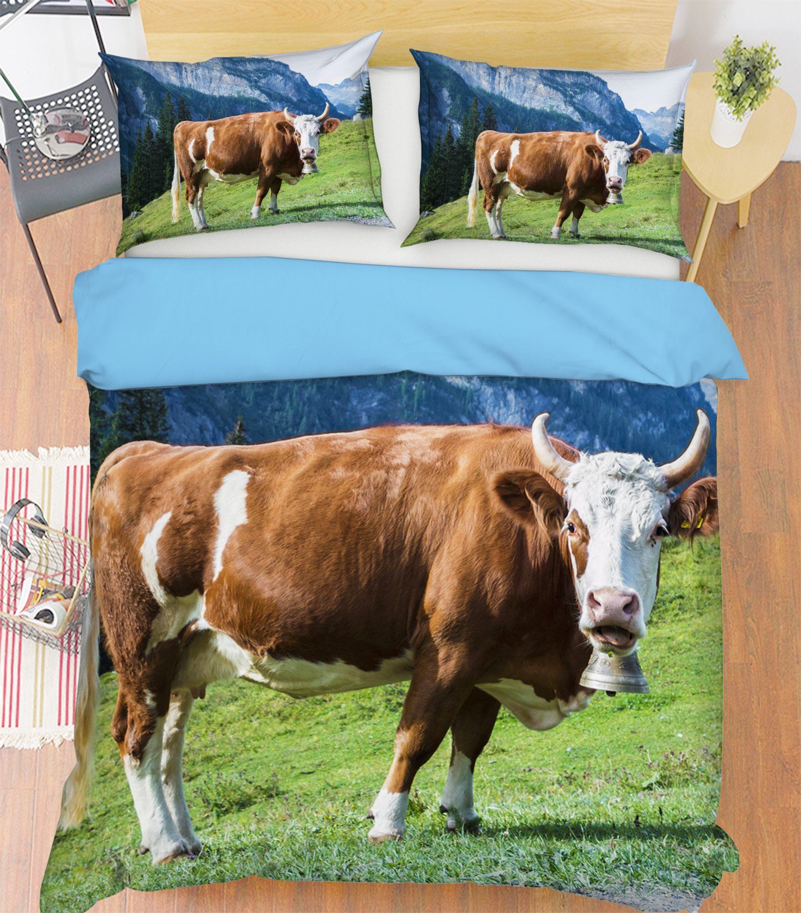 3D Prairie Cattle 1927 Bed Pillowcases Quilt Quiet Covers AJ Creativity Home 