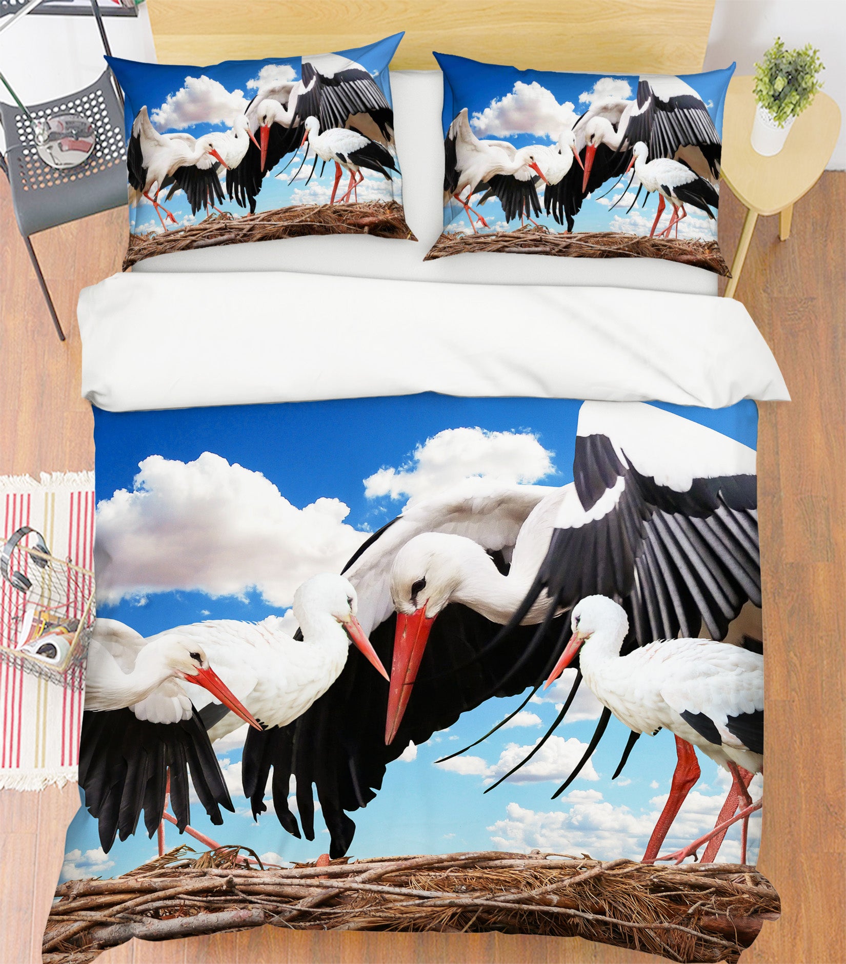 3D Crane 19233 Bed Pillowcases Quilt