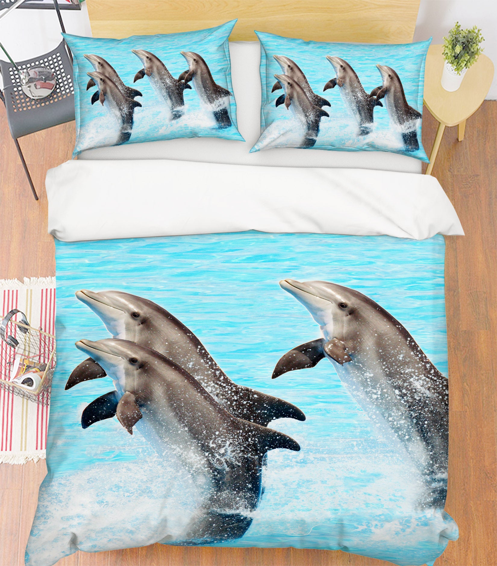 3D Dolphin Jump 19222 Bed Pillowcases Quilt