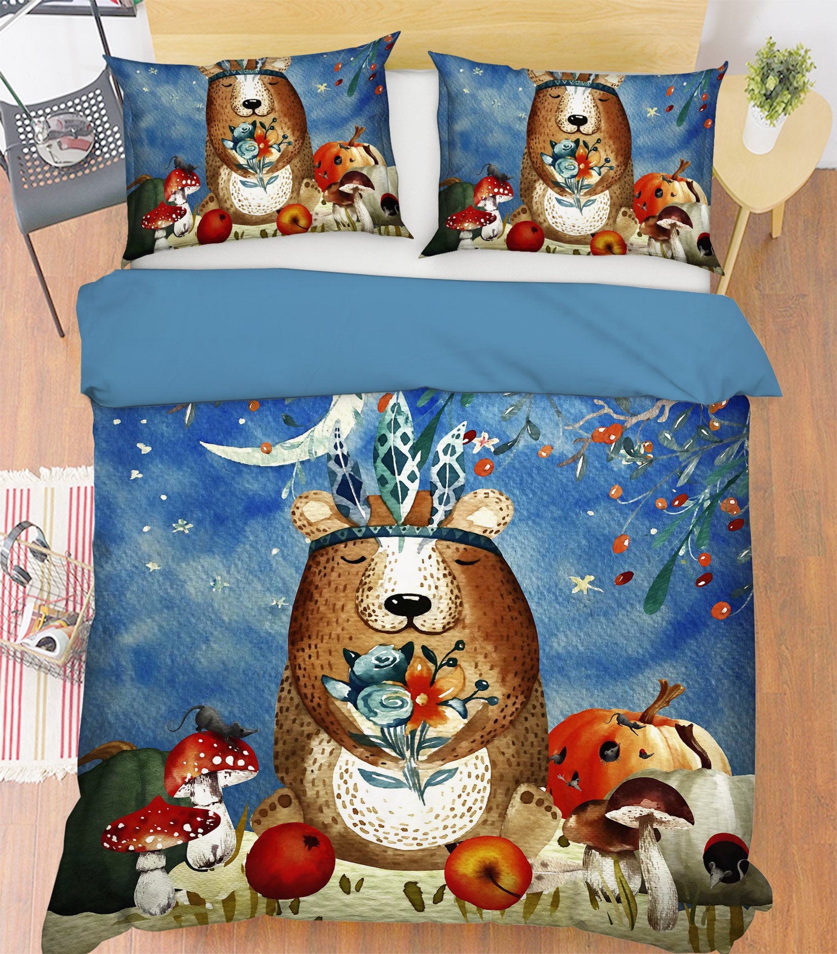 3D Bear Mushroom 005 Uta Naumann Bedding Bed Pillowcases Quilt