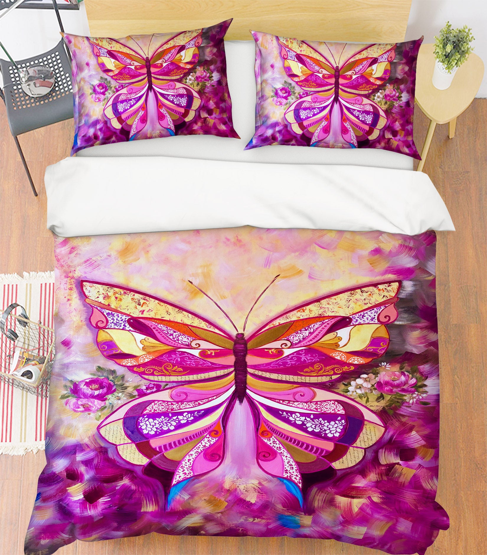 3D Pink Butterfly Petals 592 Skromova Marina Bedding Bed Pillowcases Quilt