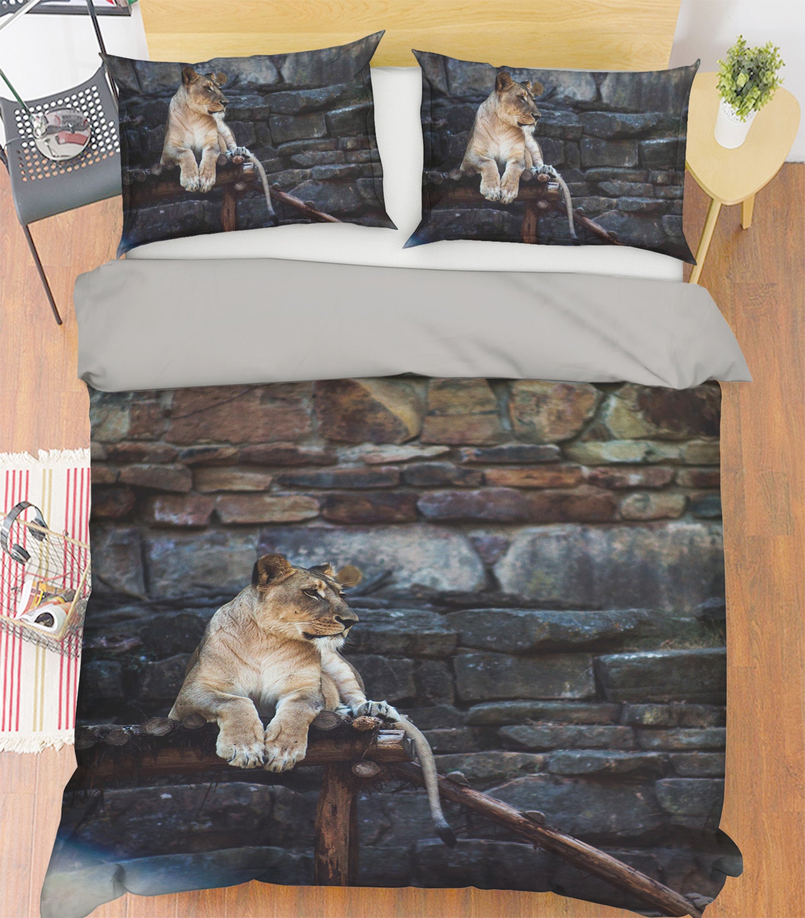 3D Lion Stone 027 Bed Pillowcases Quilt