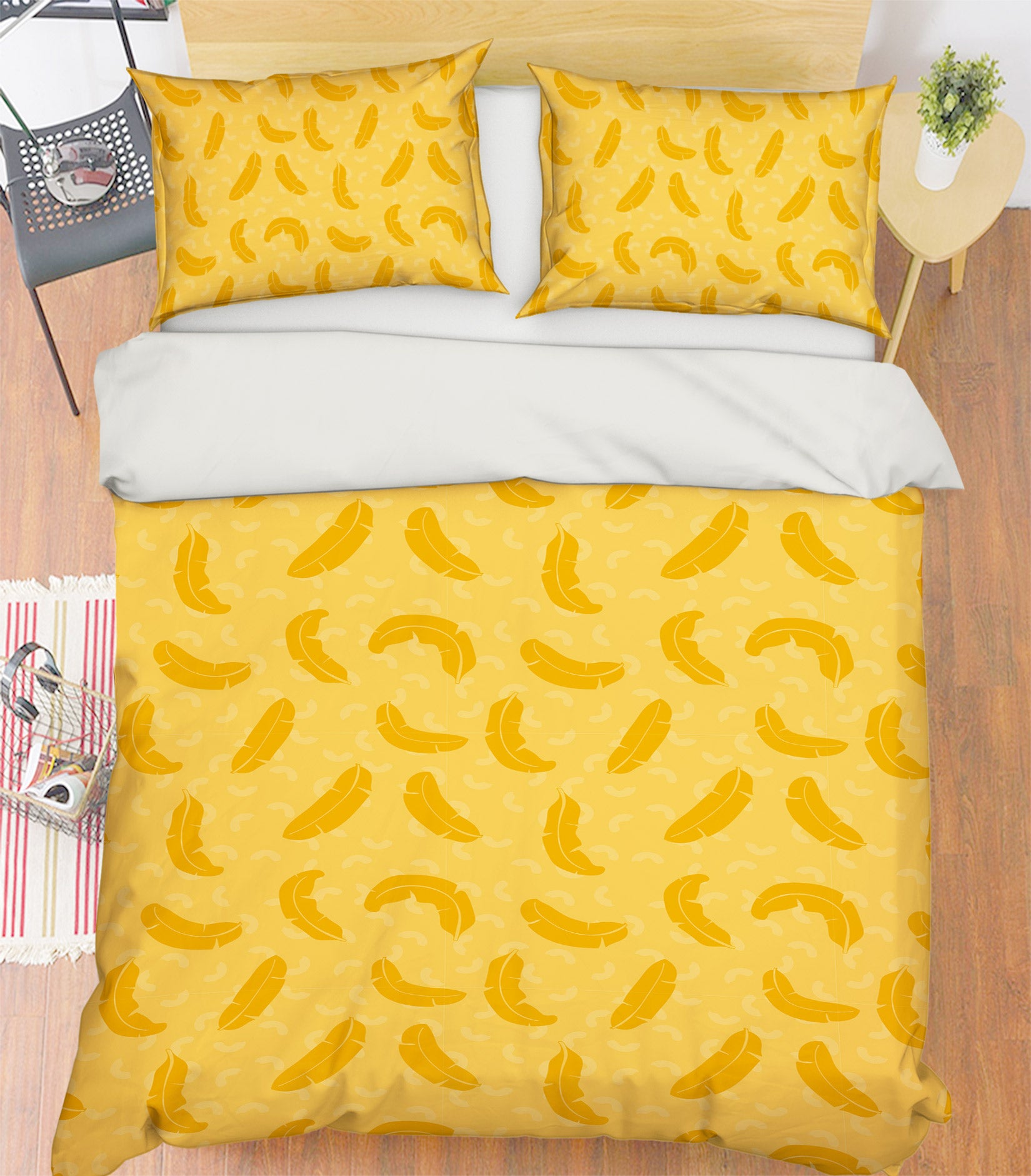 3D Yellow Feather Pattern 109112 Kashmira Jayaprakash Bedding Bed Pillowcases Quilt