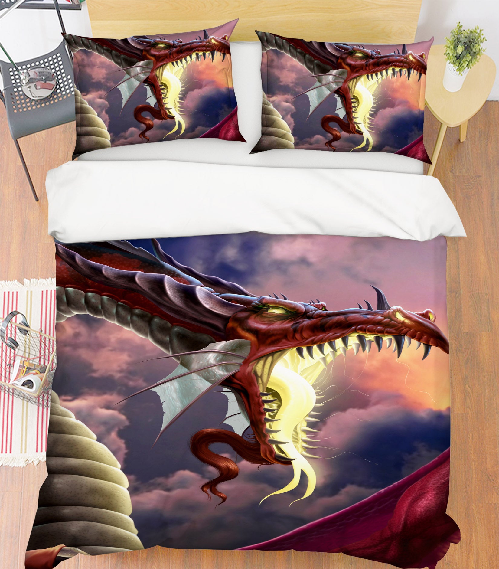 3D Dragon Mouth Cloud 4093 Tom Wood Bedding Bed Pillowcases Quilt