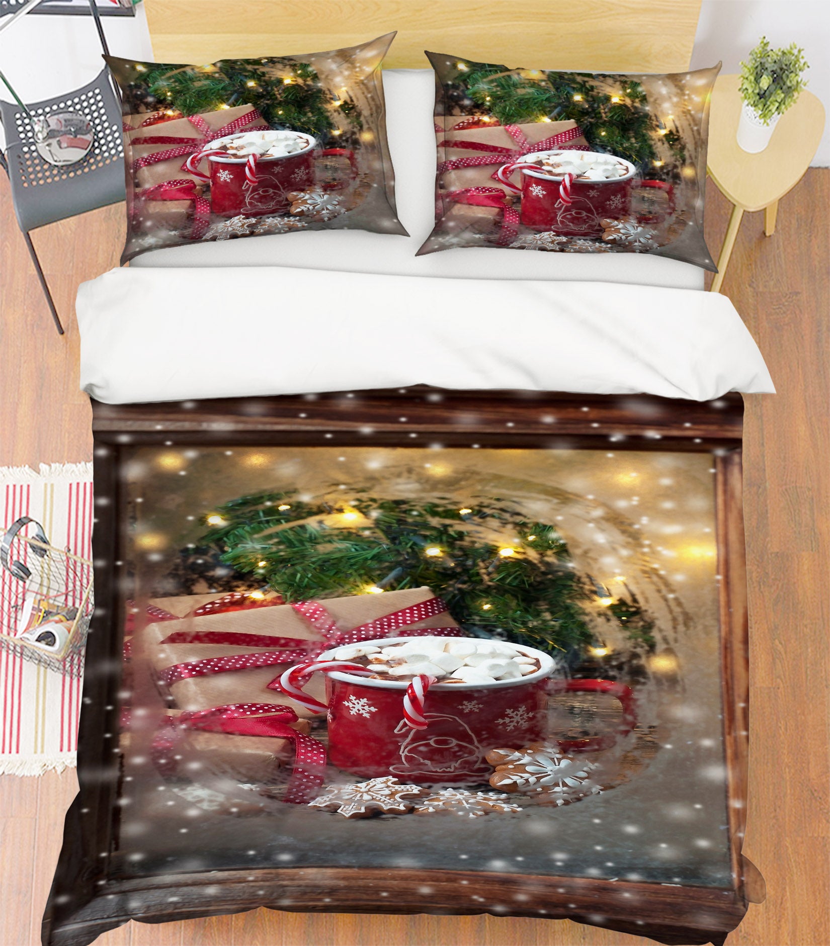 3D Water Cup 51156 Christmas Quilt Duvet Cover Xmas Bed Pillowcases