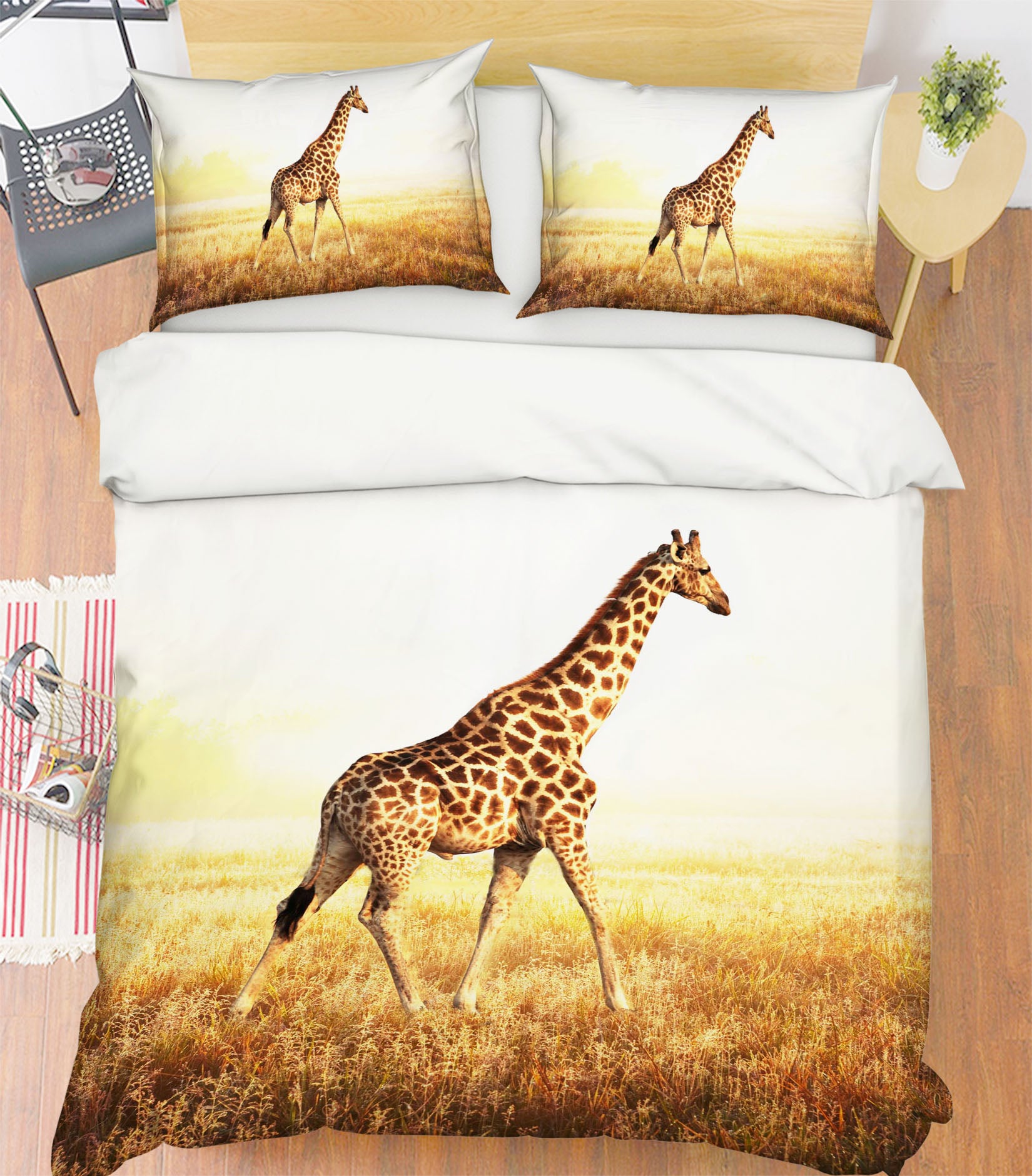 3D Prairie Giraffe 132 Bed Pillowcases Quilt