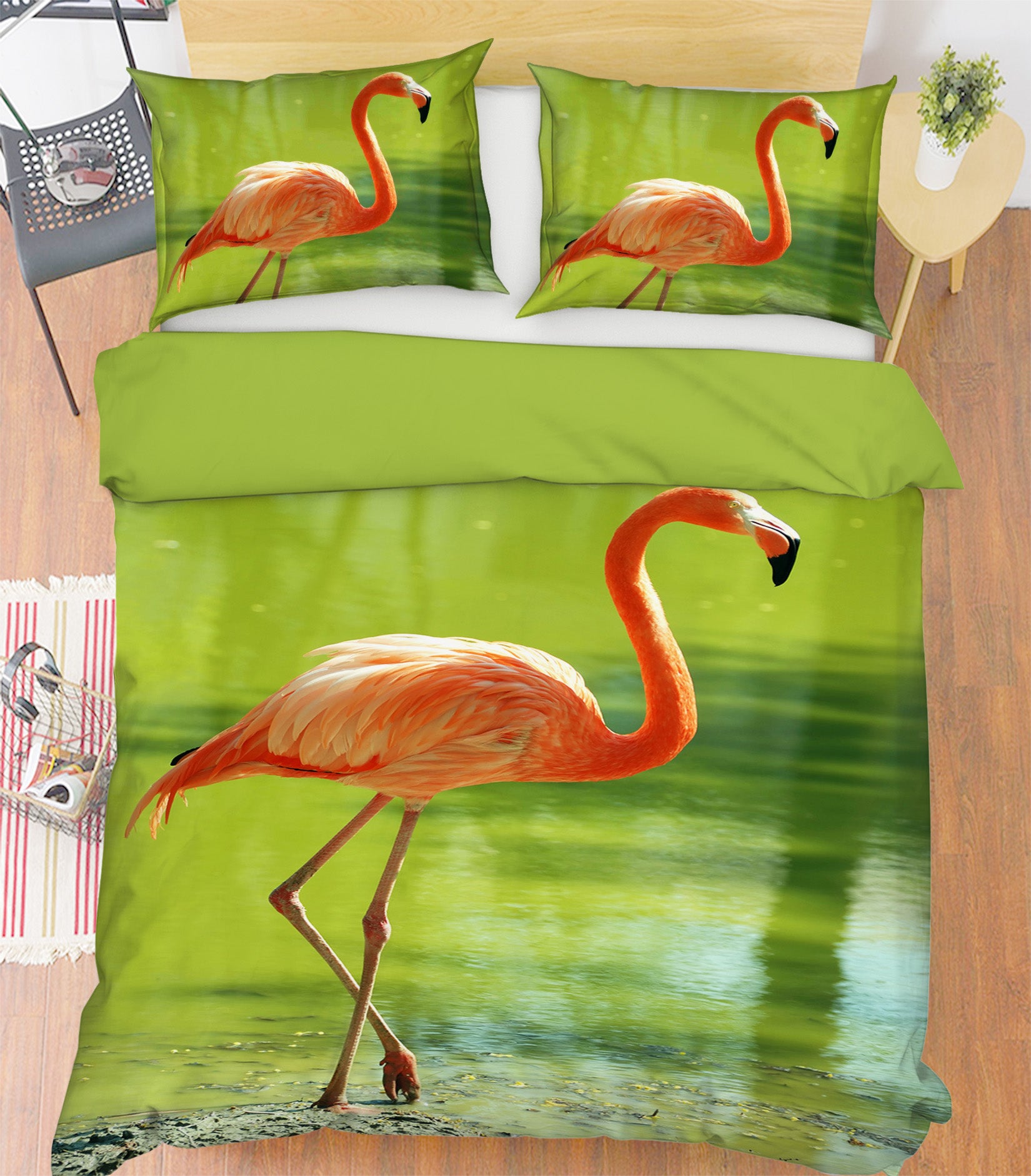 3D River Flamingo 025 Bed Pillowcases Quilt