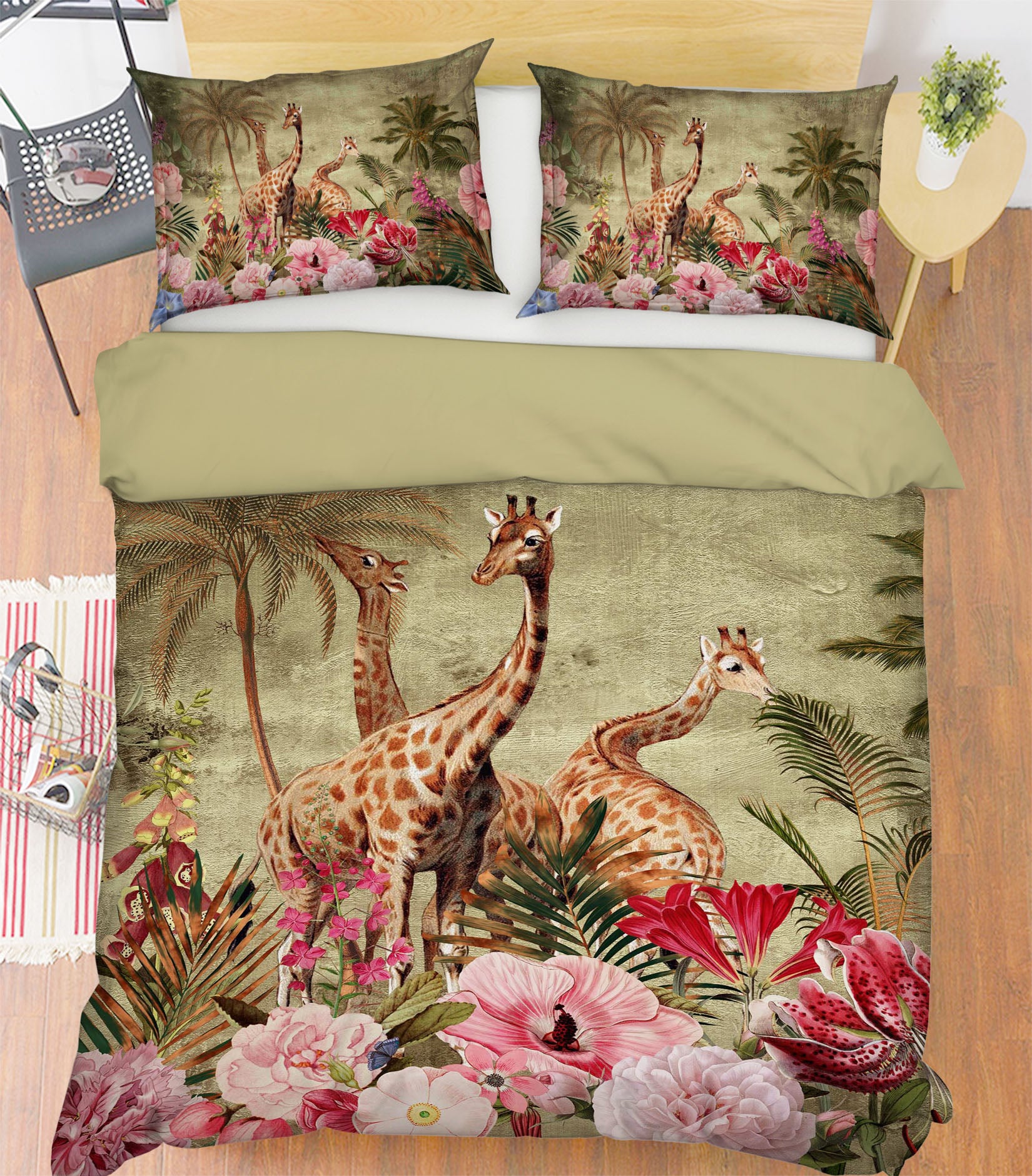 3D Giraffe Flower Bush 18153 Uta Naumann Bedding Bed Pillowcases Quilt