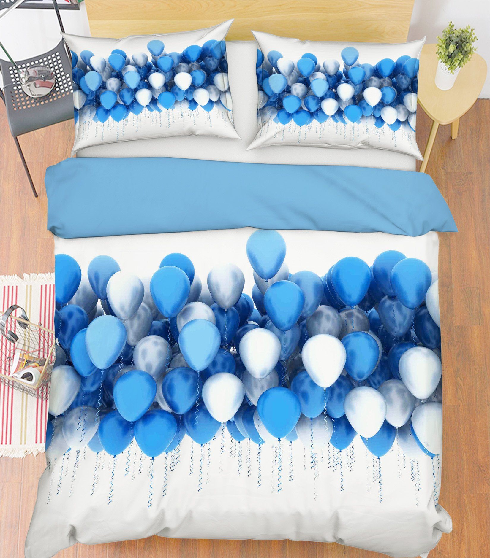 3D Blue Balloon 097 Bed Pillowcases Quilt Wallpaper AJ Wallpaper 