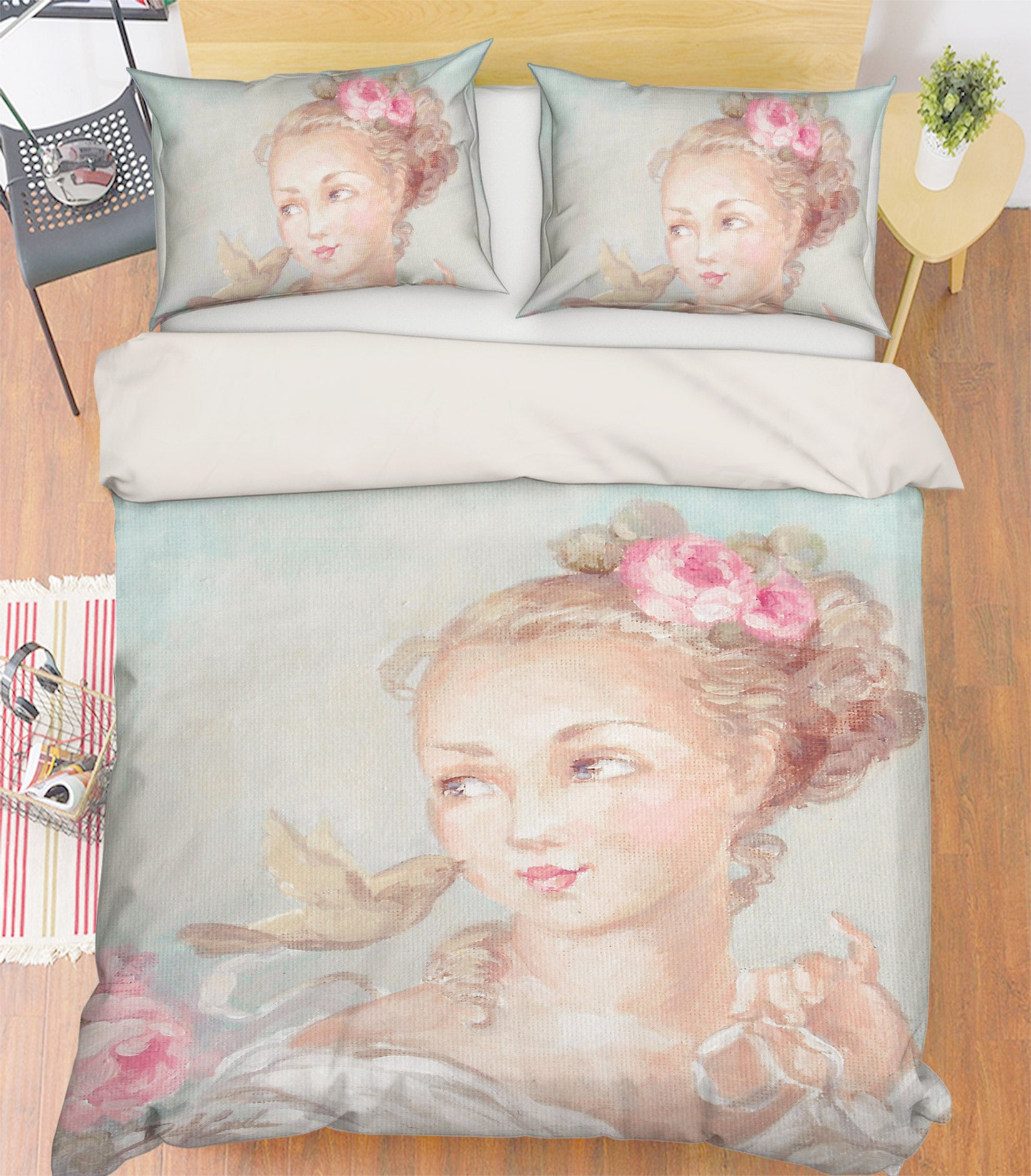 3D Girl Bird 2091 Debi Coules Bedding Bed Pillowcases Quilt