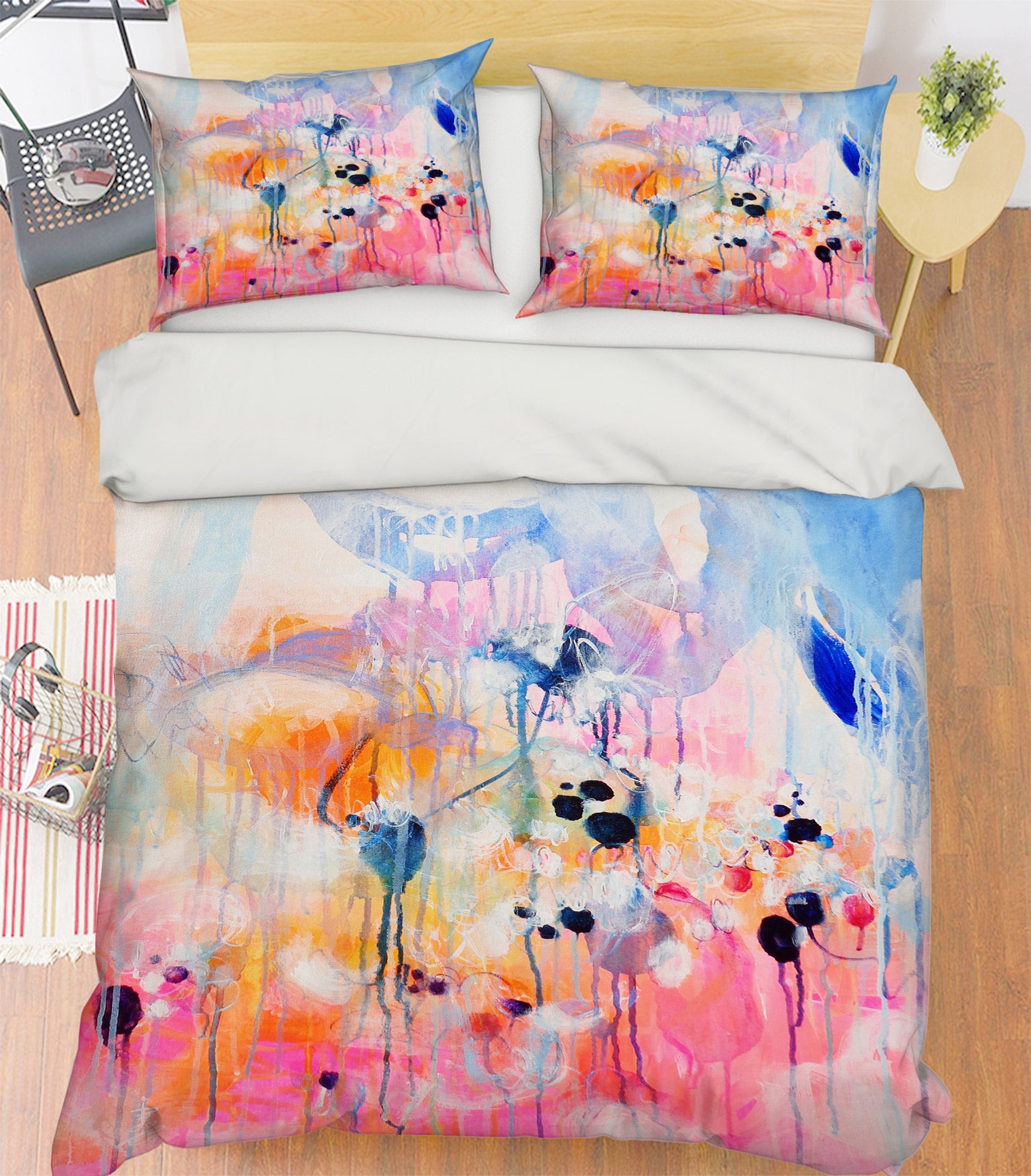 3D Gentle Pink Watercolor 1158 Misako Chida Bedding Bed Pillowcases Quilt Cover Duvet Cover