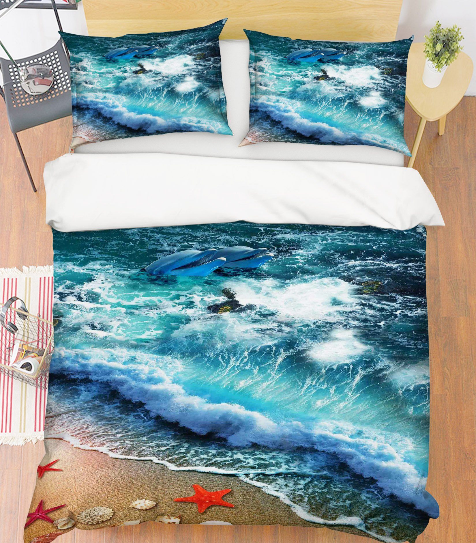 3D Waves Starfish 208 Bed Pillowcases Quilt Wallpaper AJ Wallpaper 