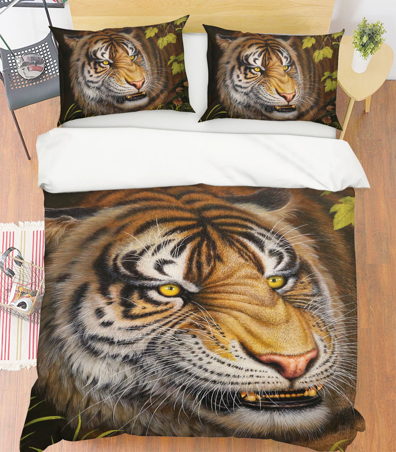 3D Tiger Head 21044 Bed Pillowcases Quilt