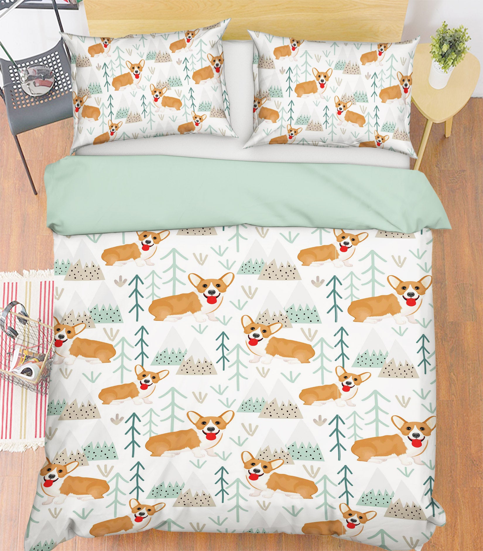 3D Cute Corgi 210 Uta Naumann Bedding Bed Pillowcases Quilt