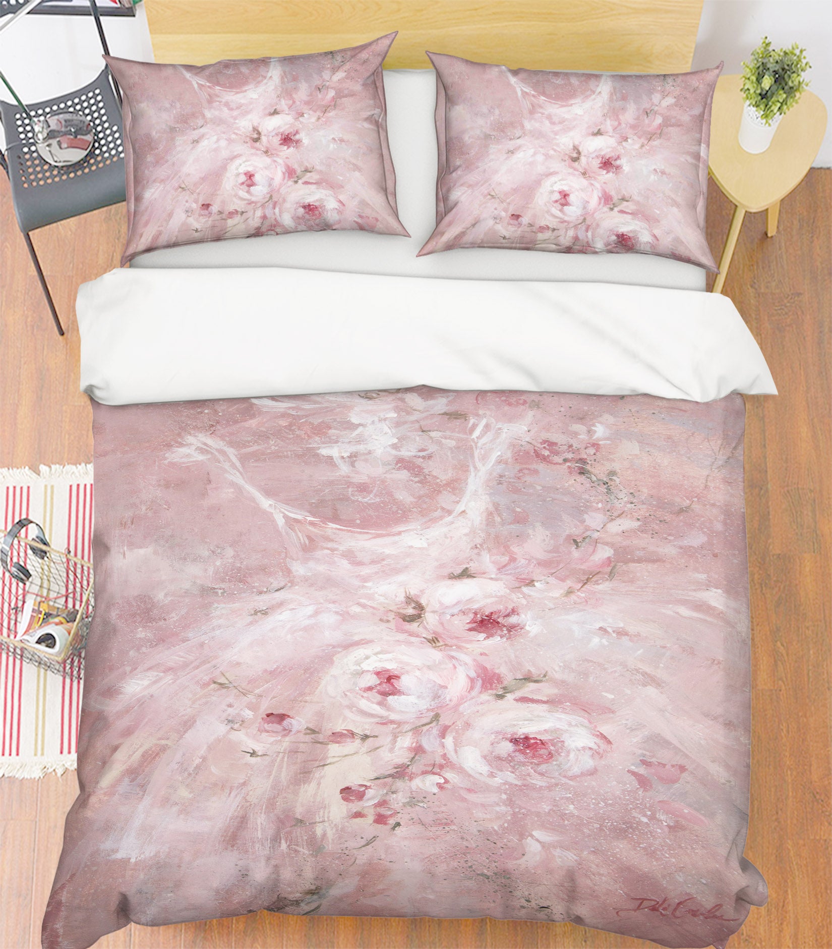 3D Pink Rose Skirt 2042 Debi Coules Bedding Bed Pillowcases Quilt