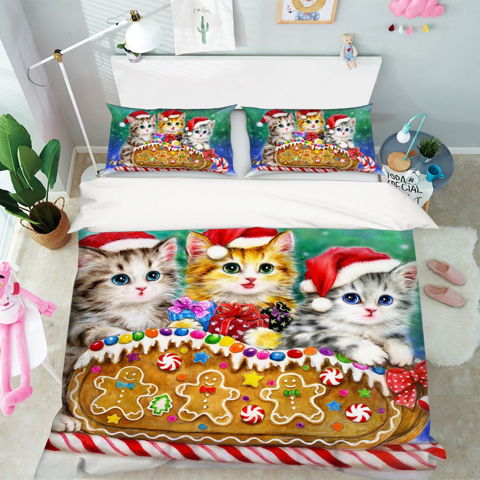 3D Christmas Hat Cat 5824 Kayomi Harai Bedding Bed Pillowcases Quilt Cover Duvet Cover