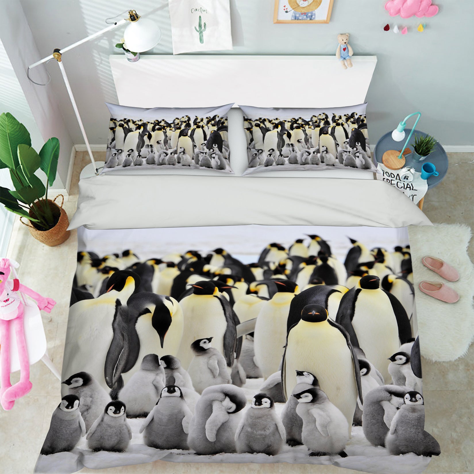 3D Penguin 21002 Bed Pillowcases Quilt