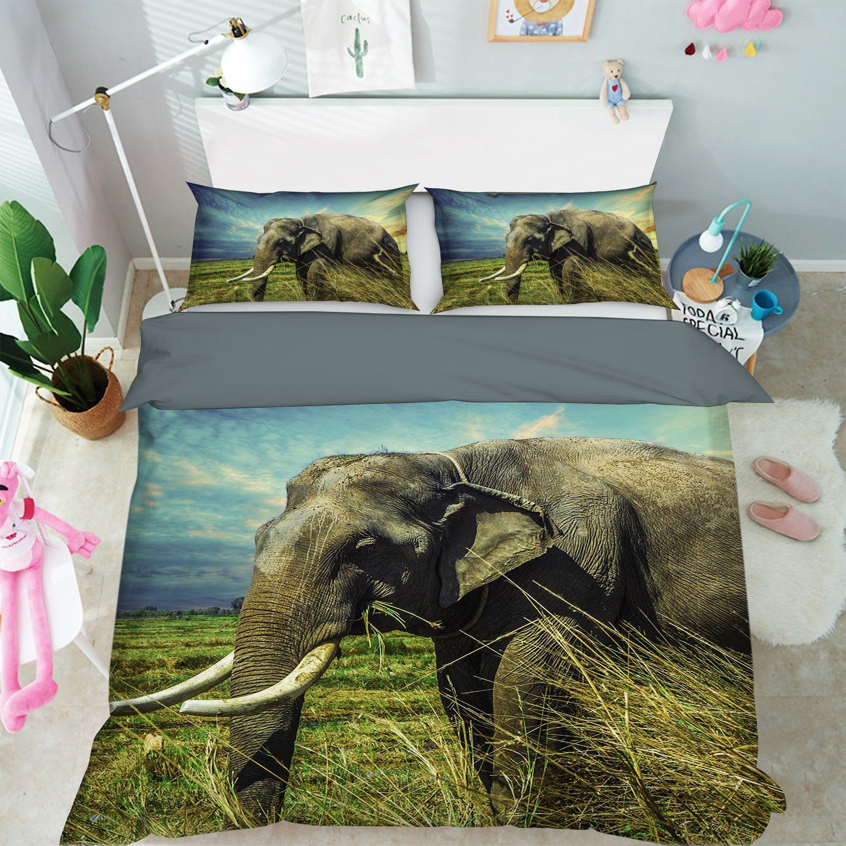 3D Steppe Elephant 1936 Bed Pillowcases Quilt Quiet Covers AJ Creativity Home 