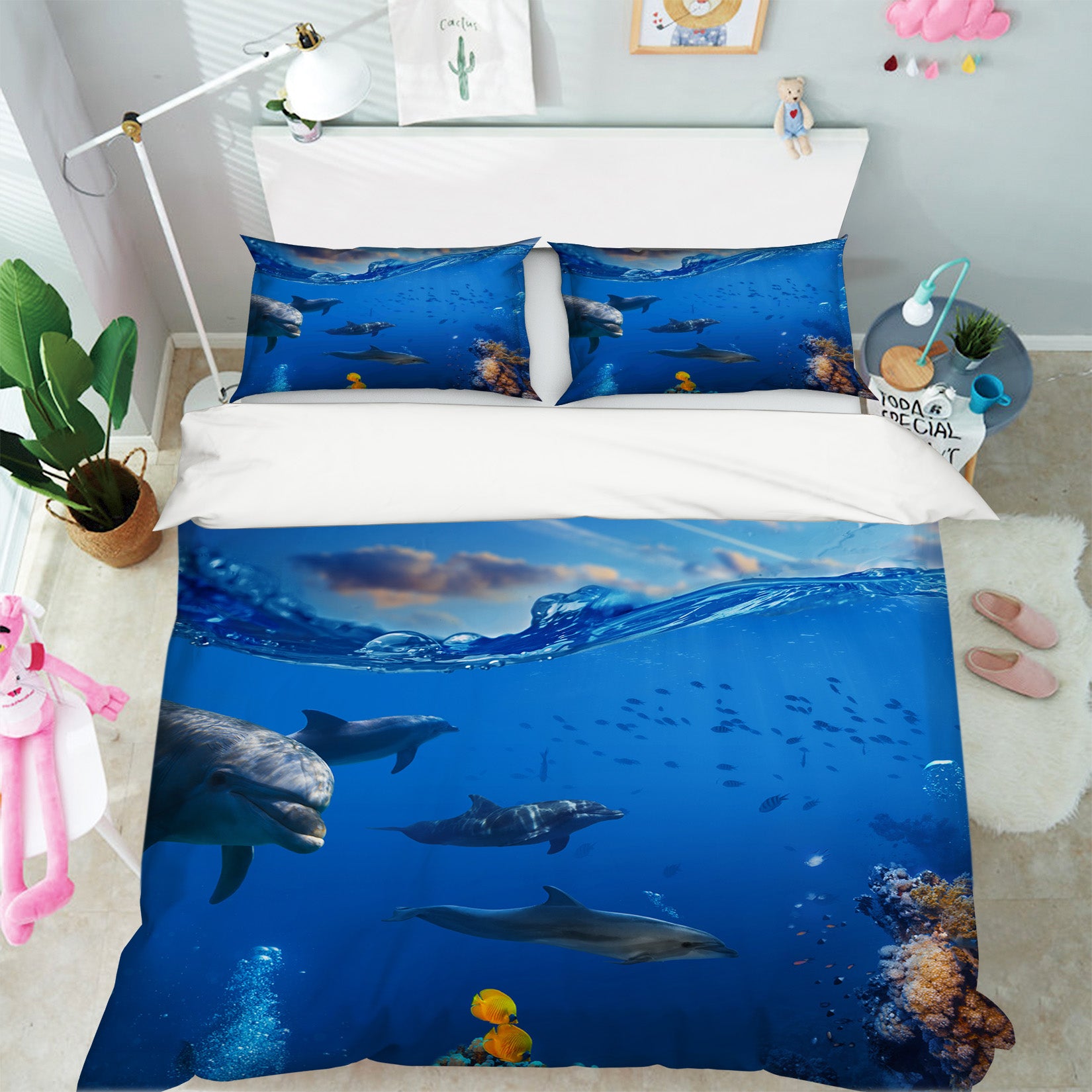 3D Ocean Dolphin 21050 Bed Pillowcases Quilt