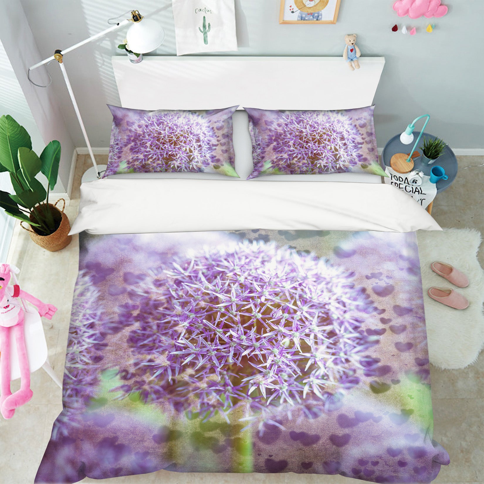 3D Purple Flowers 8606 Assaf Frank Bedding Bed Pillowcases Quilt