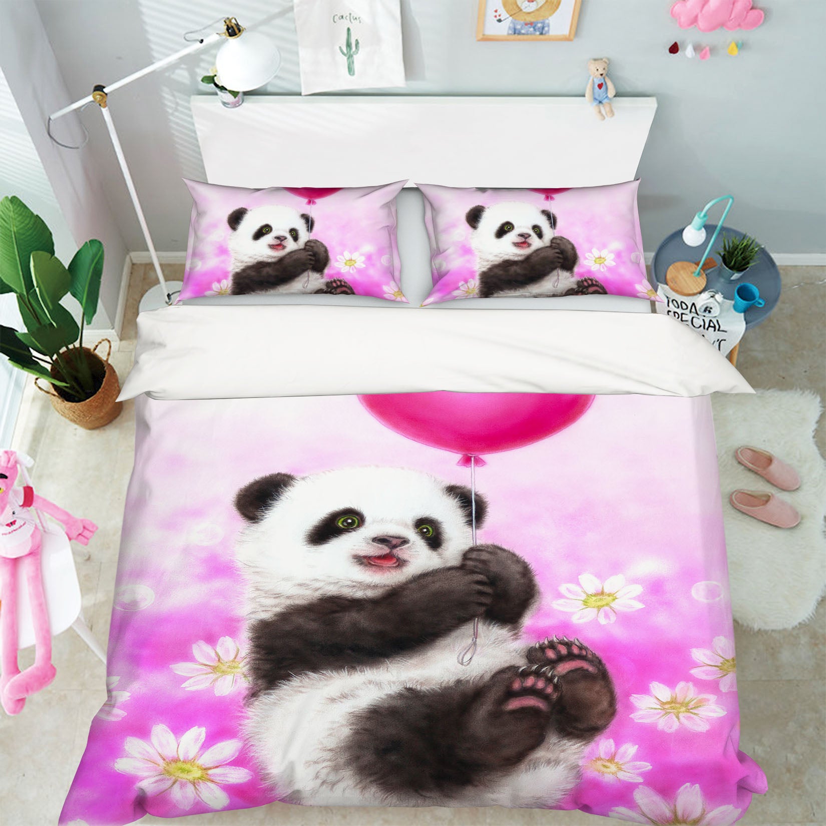 3D Balloon Panda 5841 Kayomi Harai Bedding Bed Pillowcases Quilt Cover Duvet Cover
