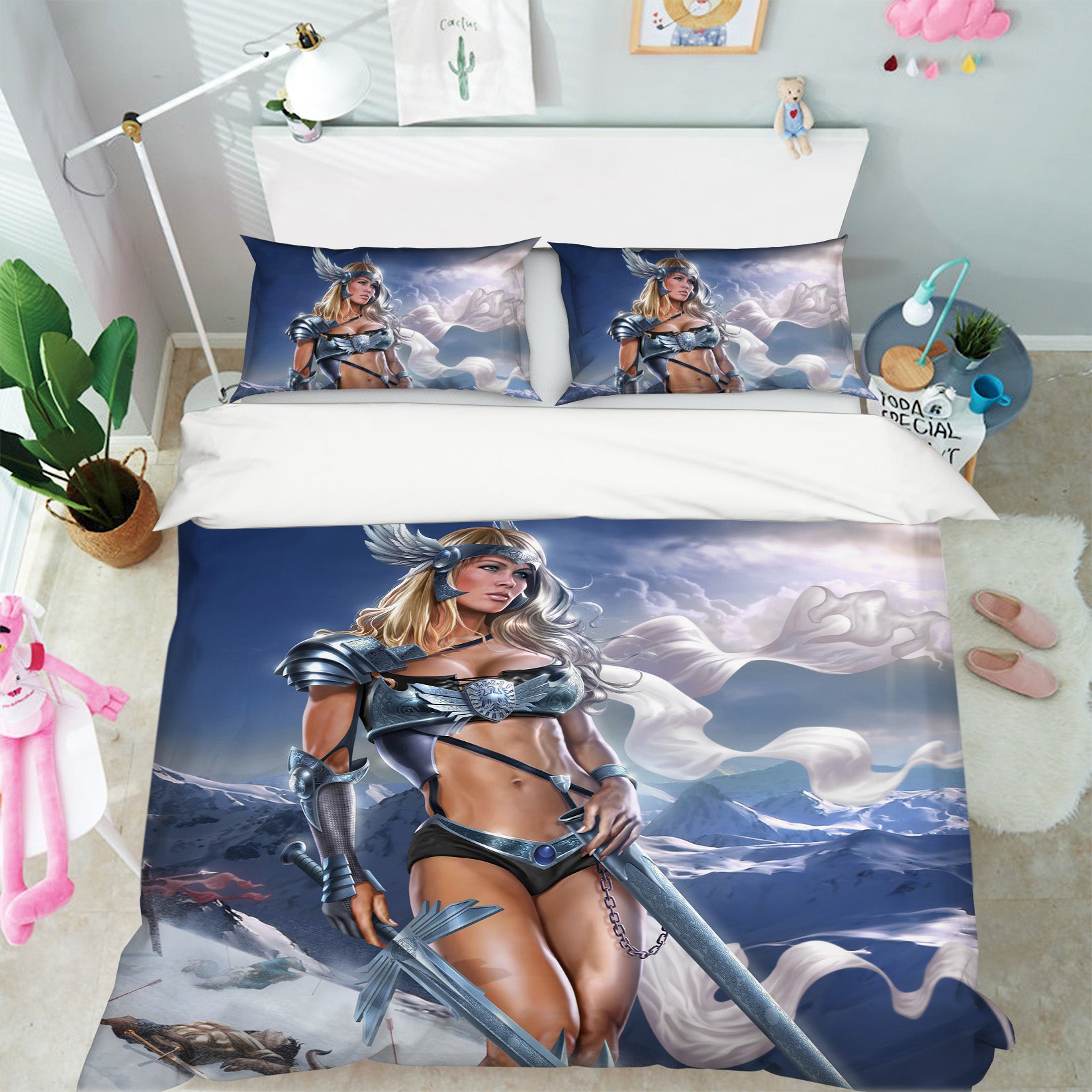 3D Female Warrior Snow Mountain 4079 Tom Wood Bedding Bed Pillowcases Quilt