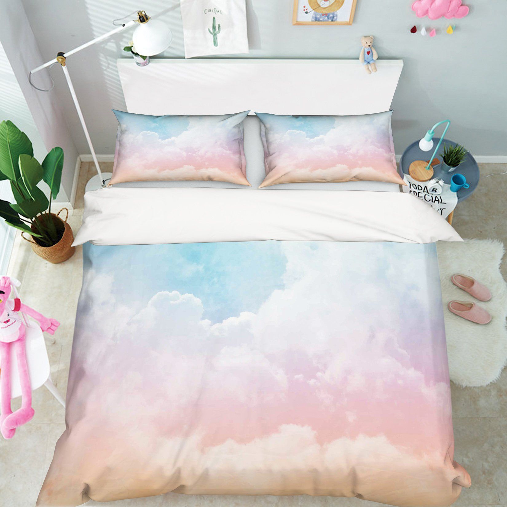 3D Pink Clouds 053 Bed Pillowcases Quilt Wallpaper AJ Wallpaper 