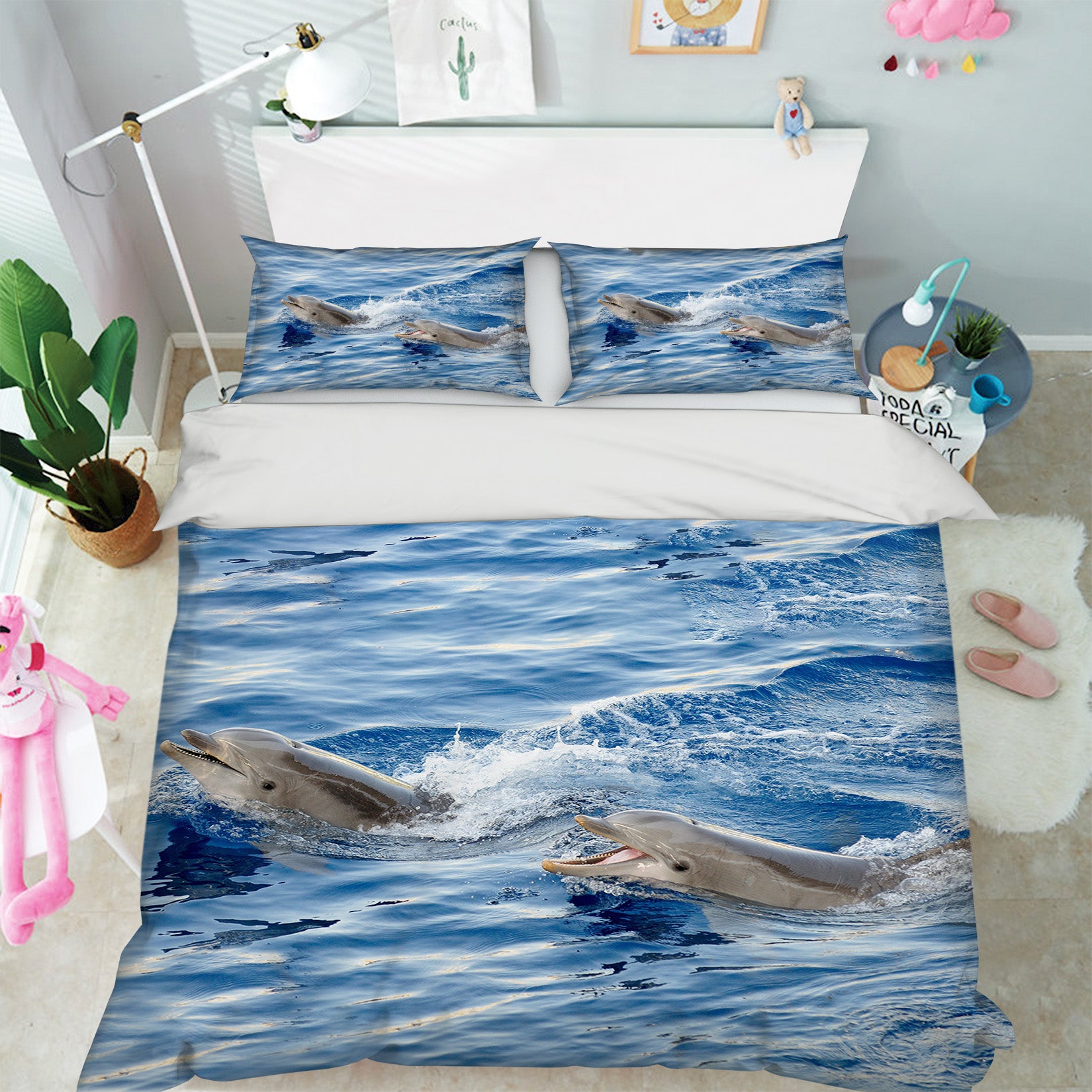 3D Sea Surface Dolphin 19218 Bed Pillowcases Quilt