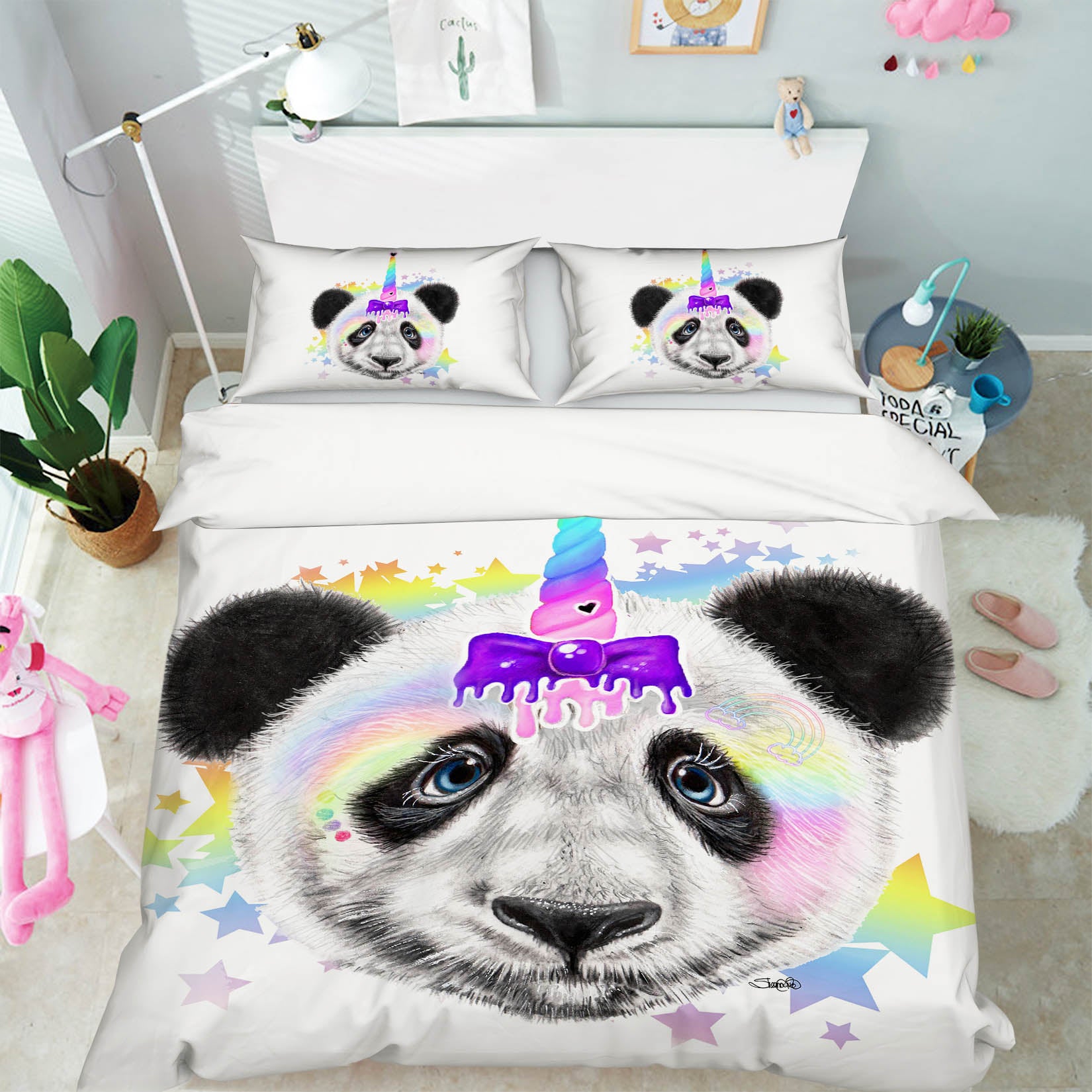 3D Color Star Panda 8583 Sheena Pike Bedding Bed Pillowcases Quilt Cover Duvet Cover