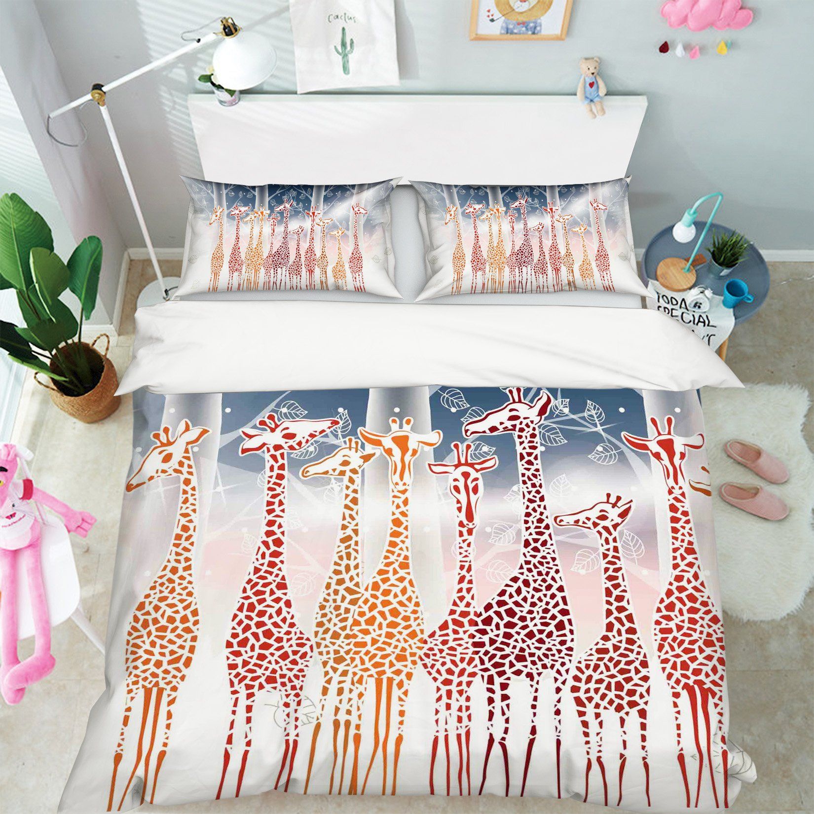 3D Giraffe Group 093 Bed Pillowcases Quilt Wallpaper AJ Wallpaper 