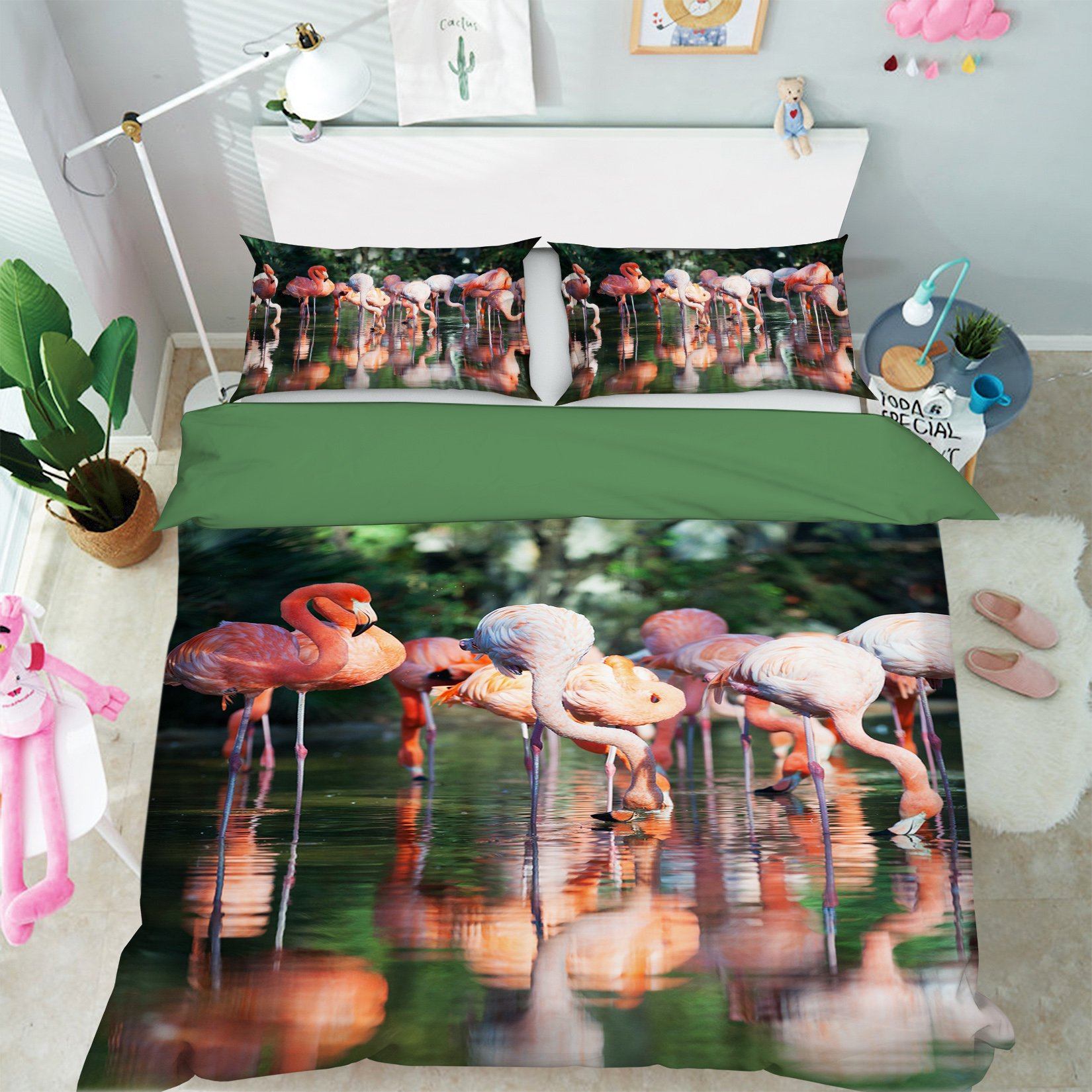 3D Flamingo Lake 1946 Bed Pillowcases Quilt Quiet Covers AJ Creativity Home 