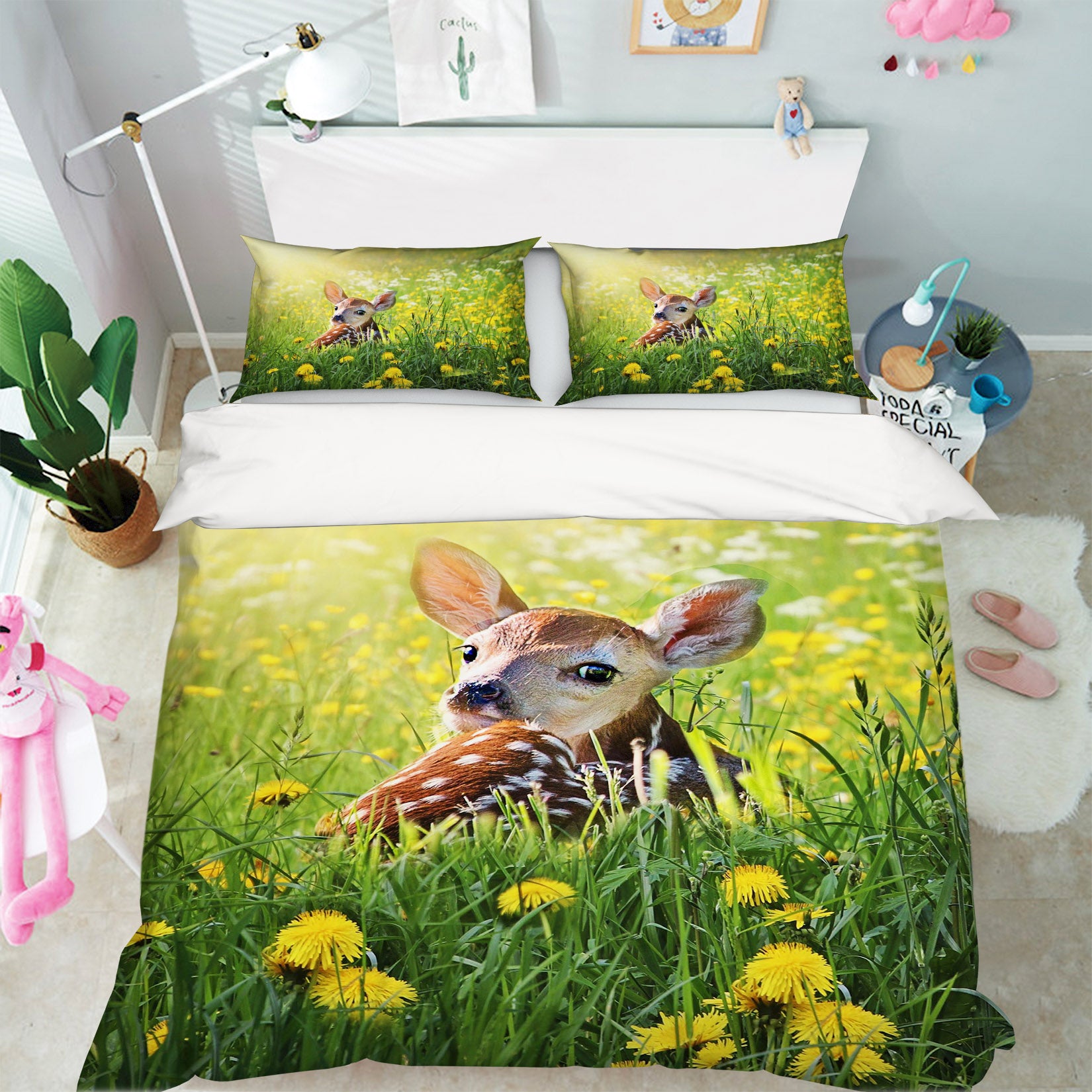 3D Sika Deer Flower 053 Bed Pillowcases Quilt