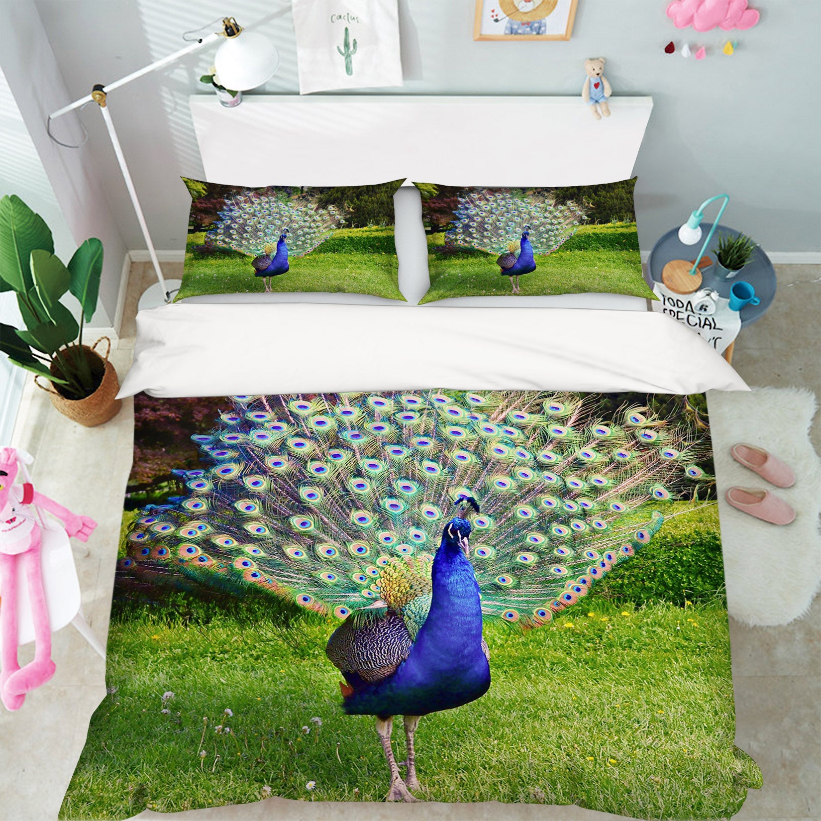 3D Park Peacock 097 Bed Pillowcases Quilt