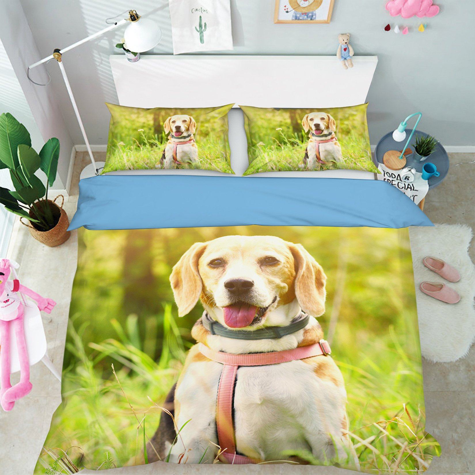 3D Sunshine Puppy 1950 Bed Pillowcases Quilt Quiet Covers AJ Creativity Home 