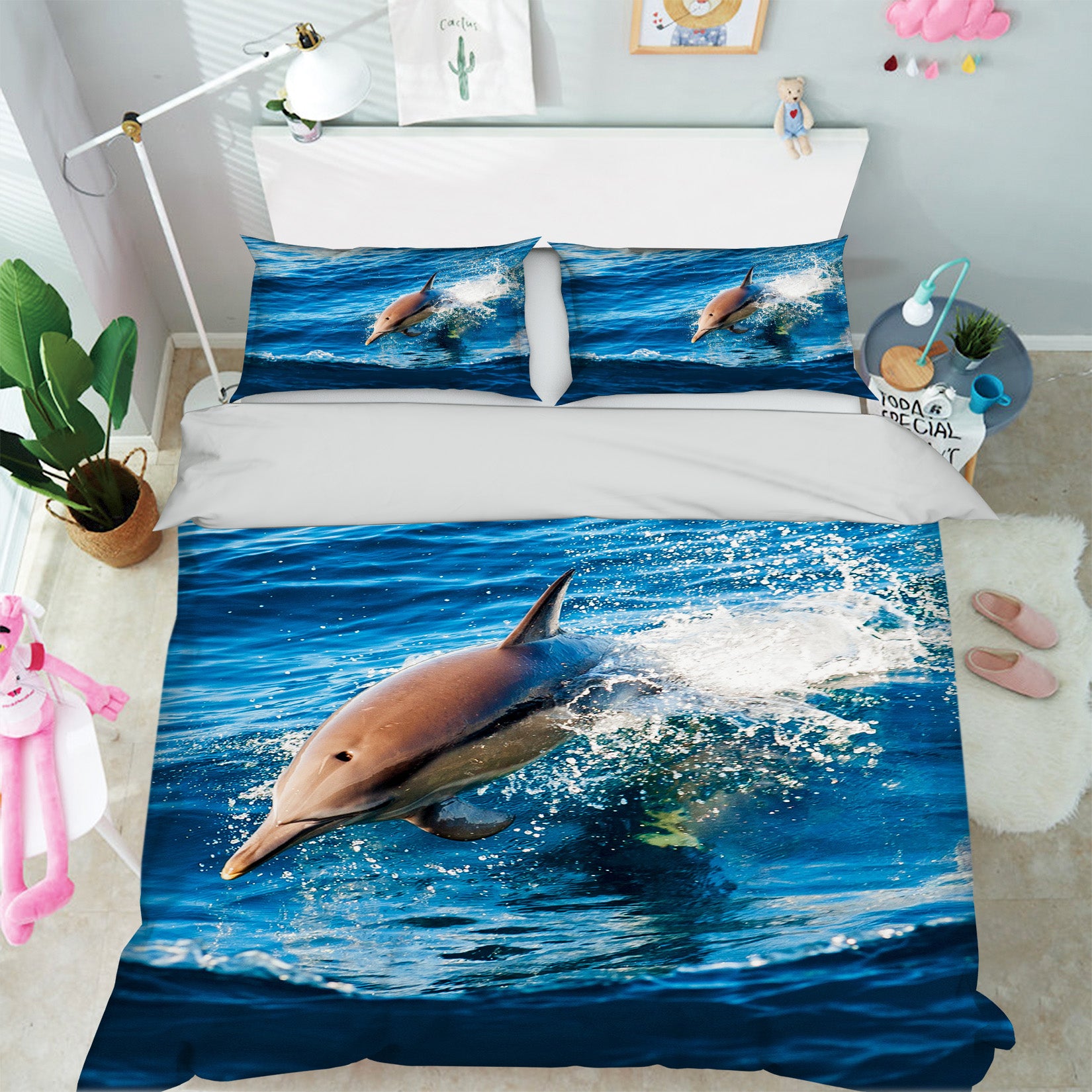 3D Dolphin 19216 Bed Pillowcases Quilt