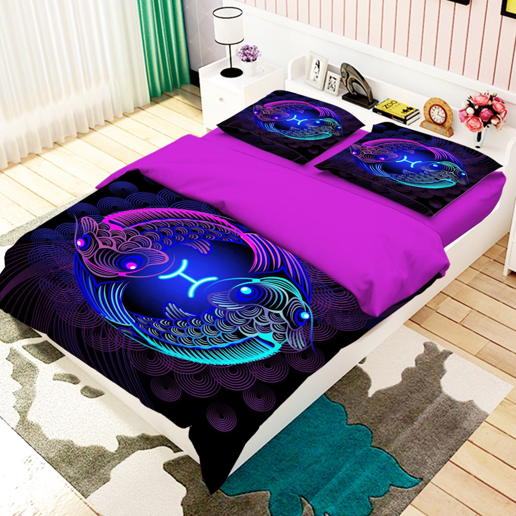 3D Pisces 299 Bed Pillowcases Quilt Wallpaper AJ Wallpaper 