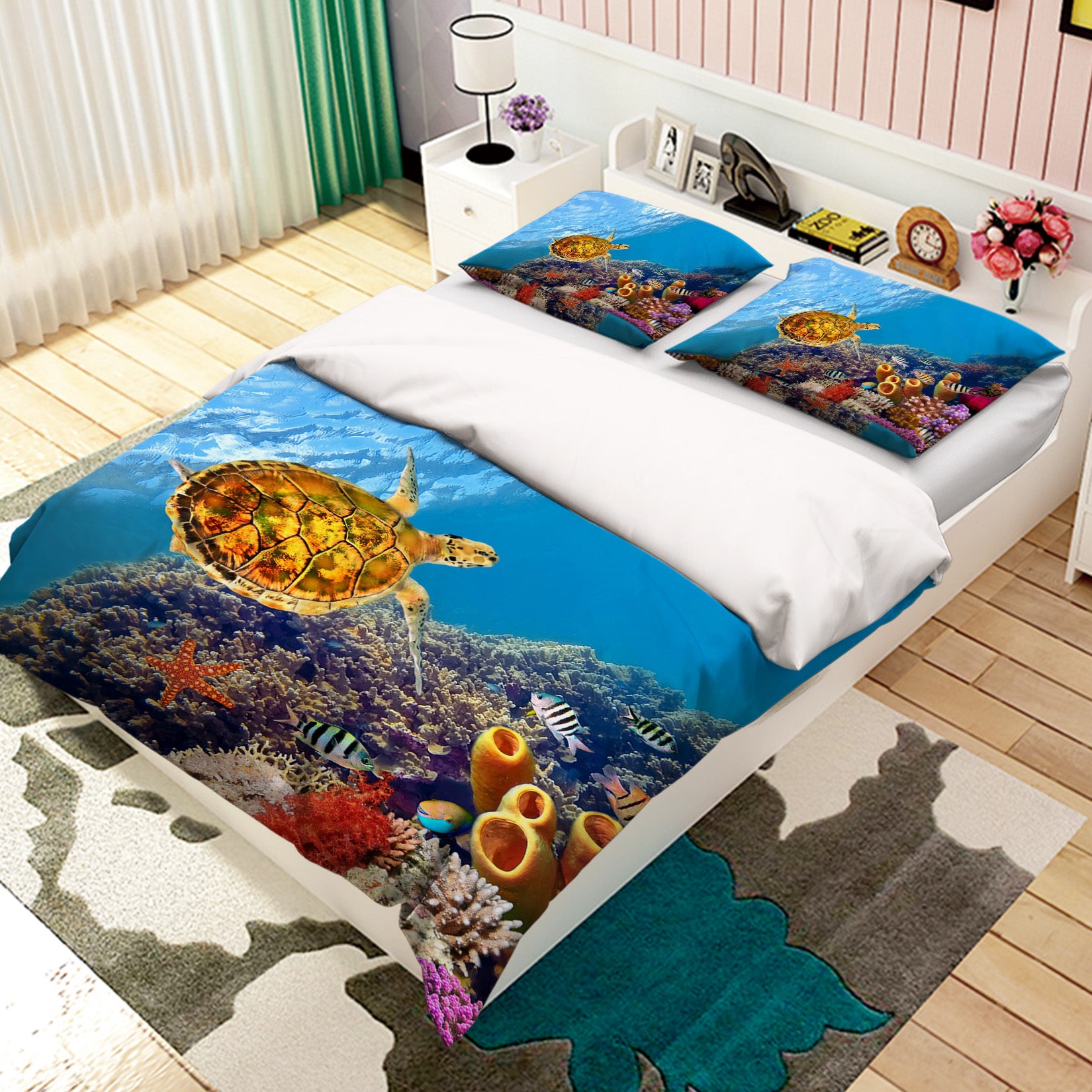 3D Sea Stone Turtle 014 Bed Pillowcases Quilt