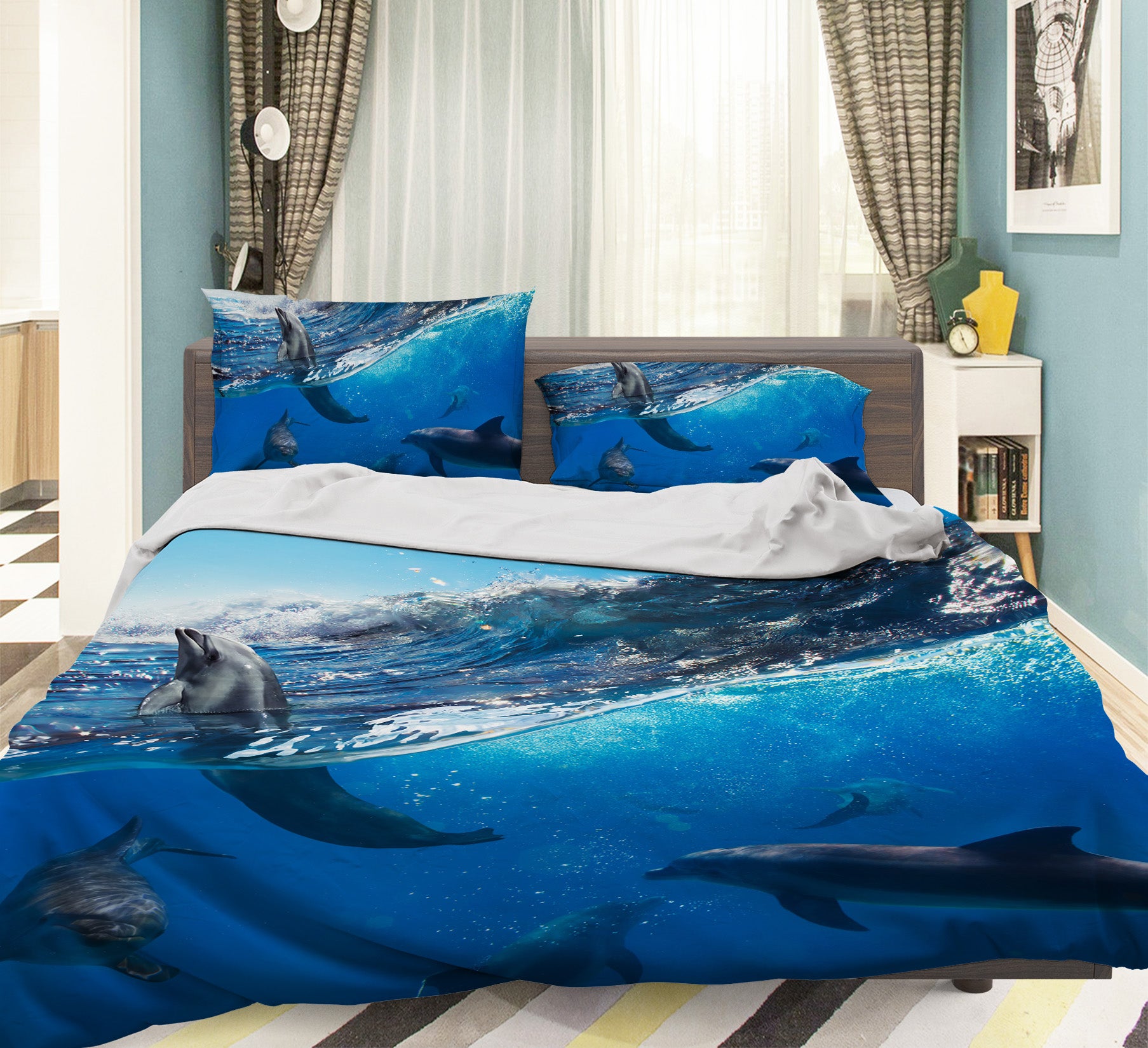 3D Dolphin 19215 Bed Pillowcases Quilt