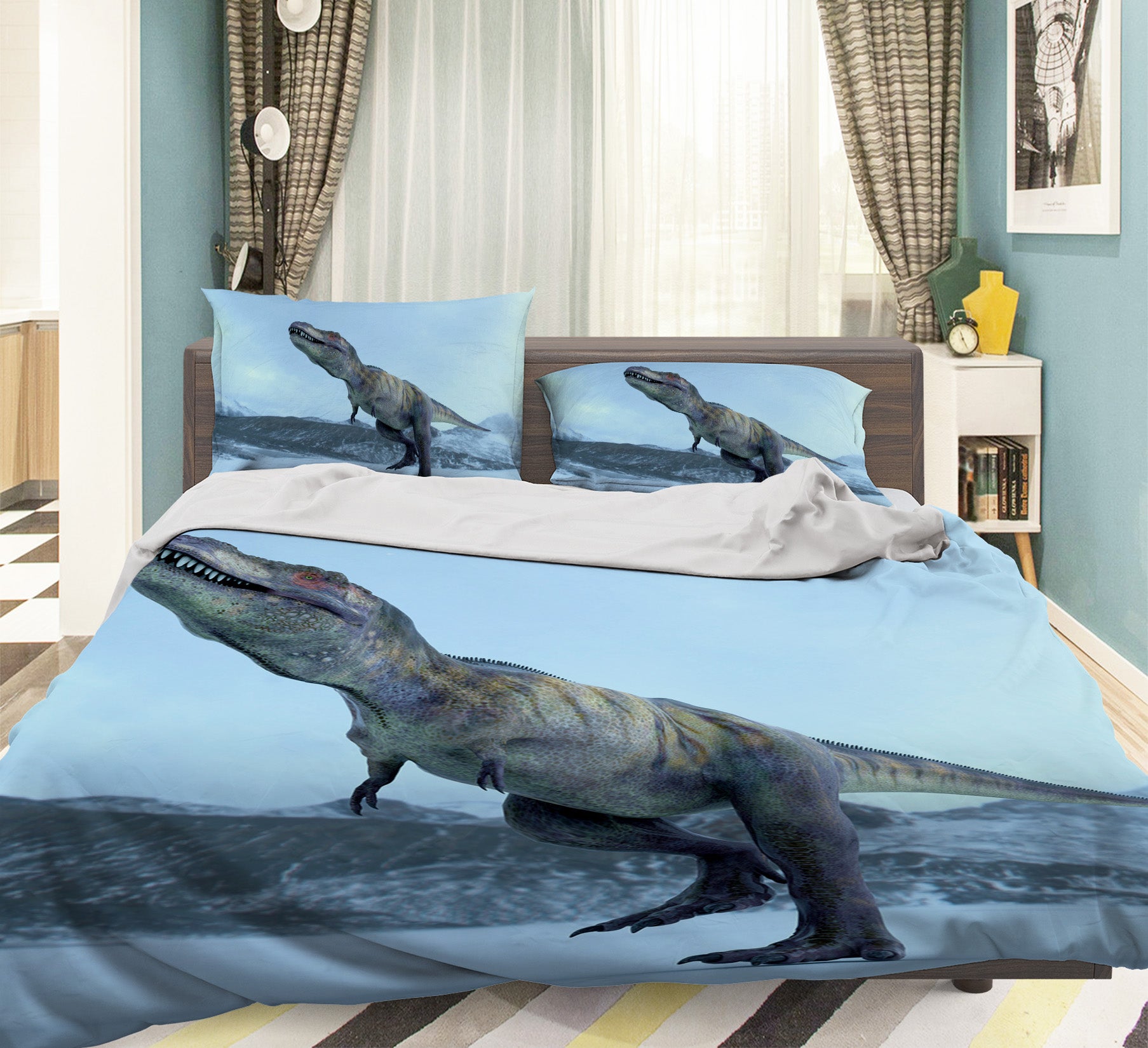 3D Snow Dinosaur 026 Bed Pillowcases Quilt