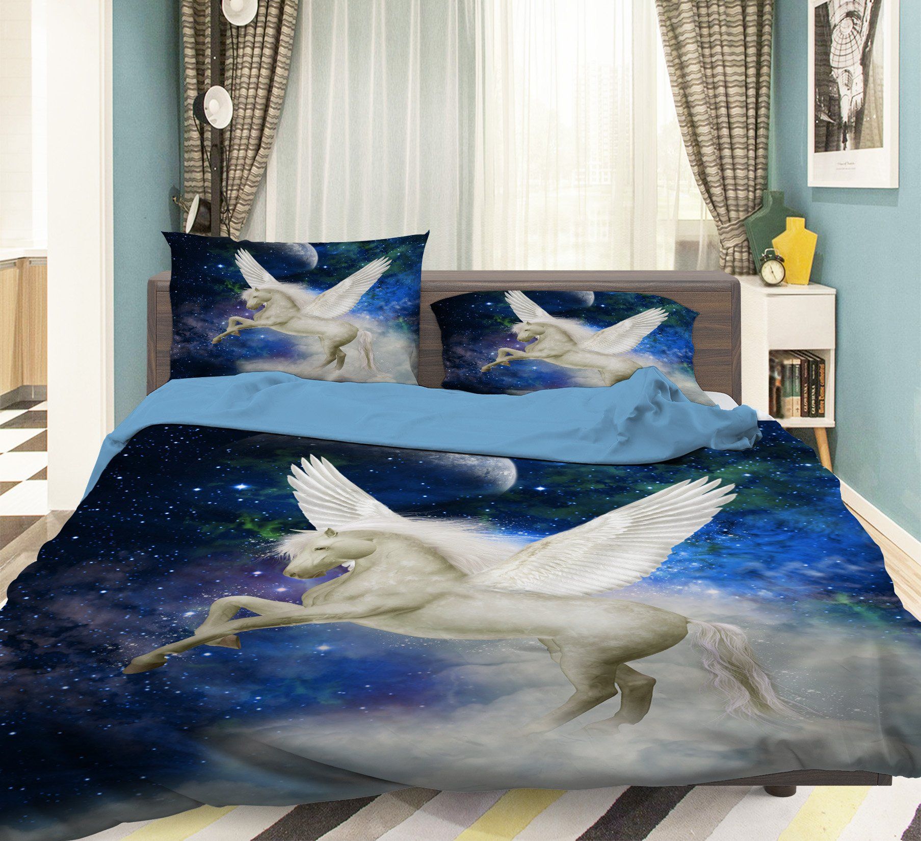 3D Pegasus Stars 008 Bed Pillowcases Quilt Wallpaper AJ Wallpaper 